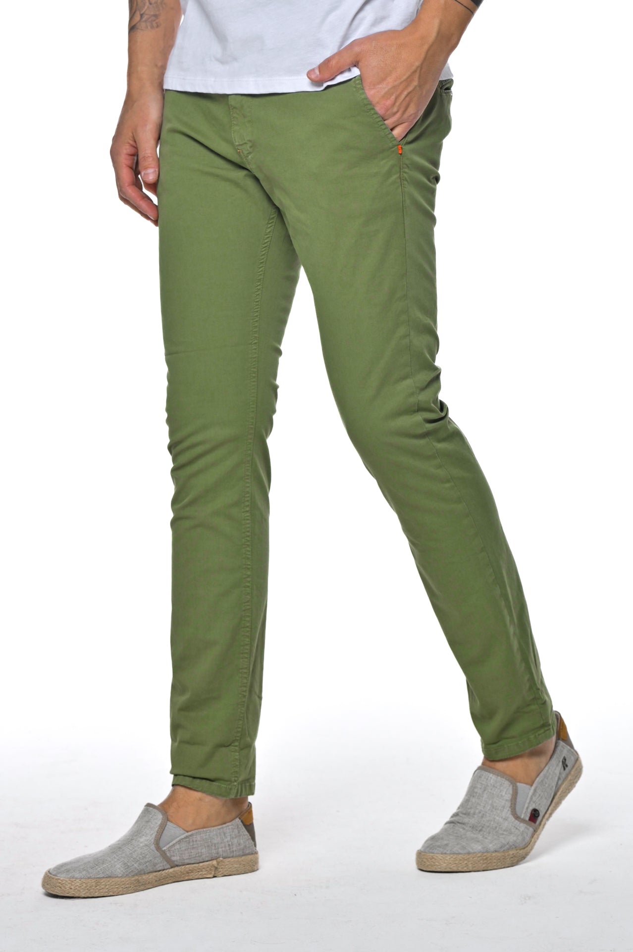 Pantaloni in cotone slim Kinos Verde Pera SS25