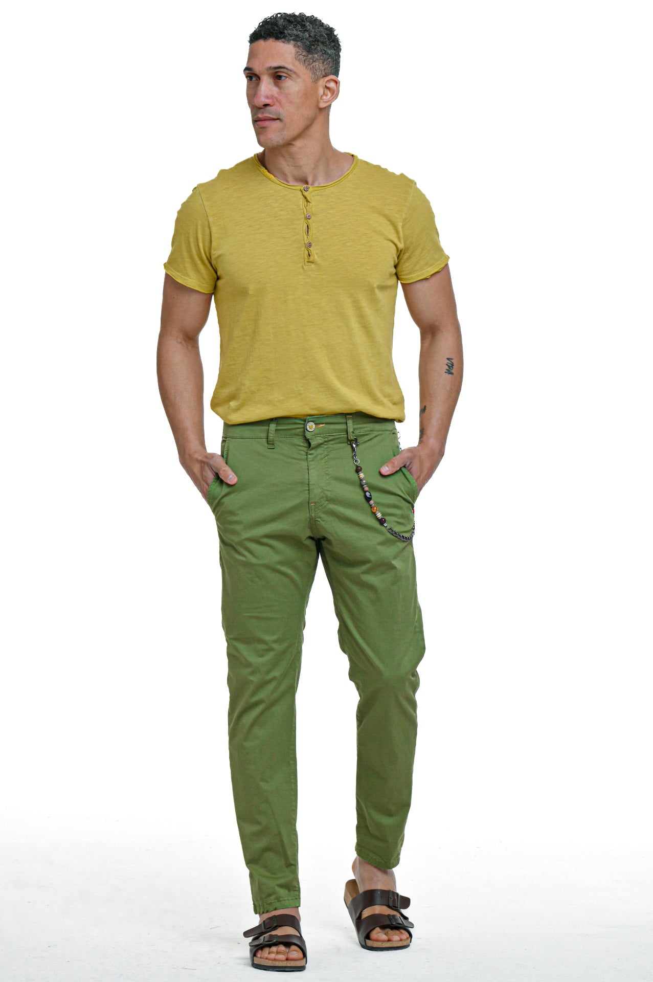 Cotton Pants Regular Panama Raso Green Pear SS23