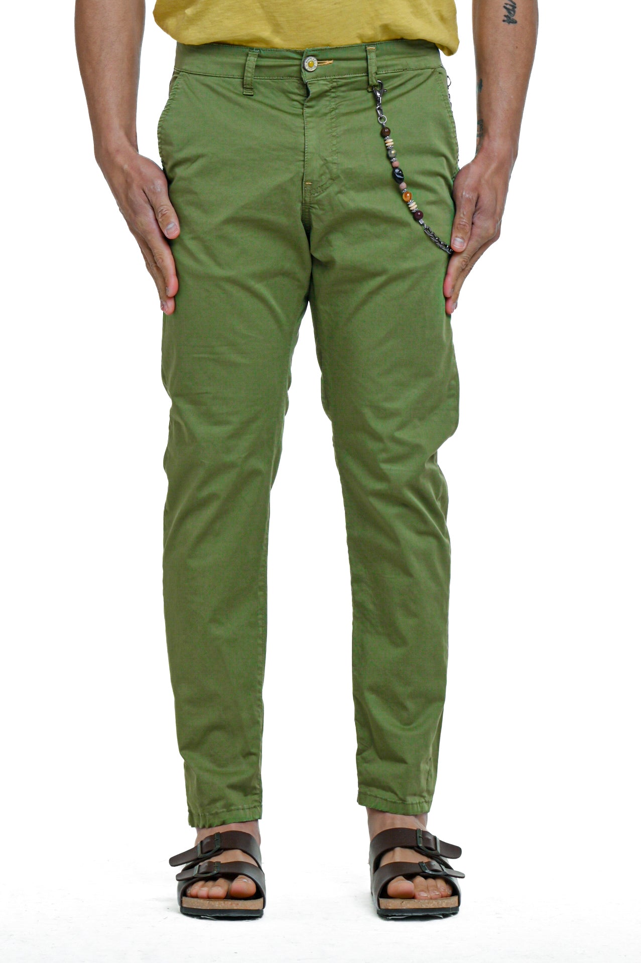 Cotton Pants Regular Panama Raso Green Pear SS23