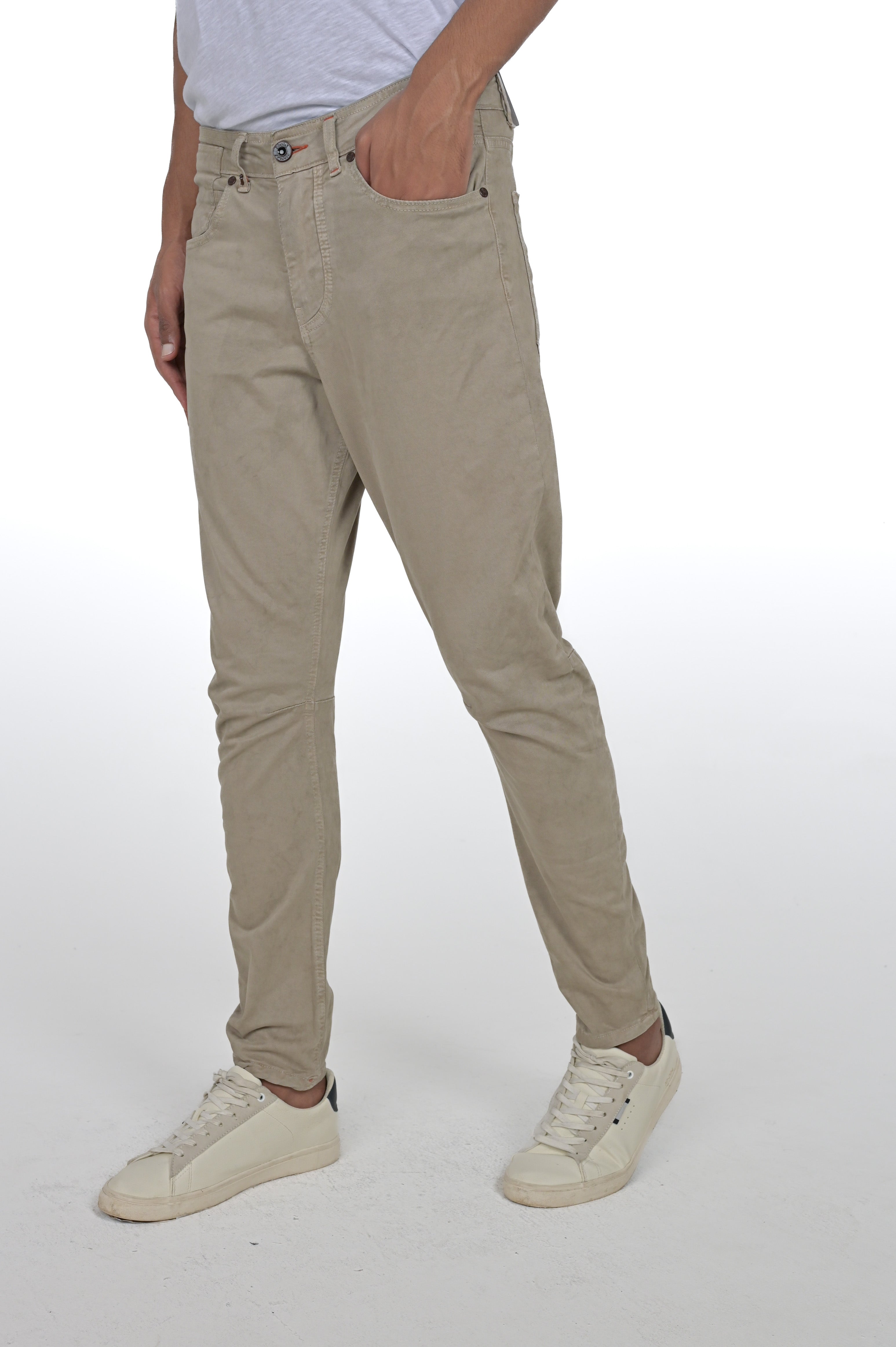 Kron Beige Tapered Cotton Trousers FW24/25