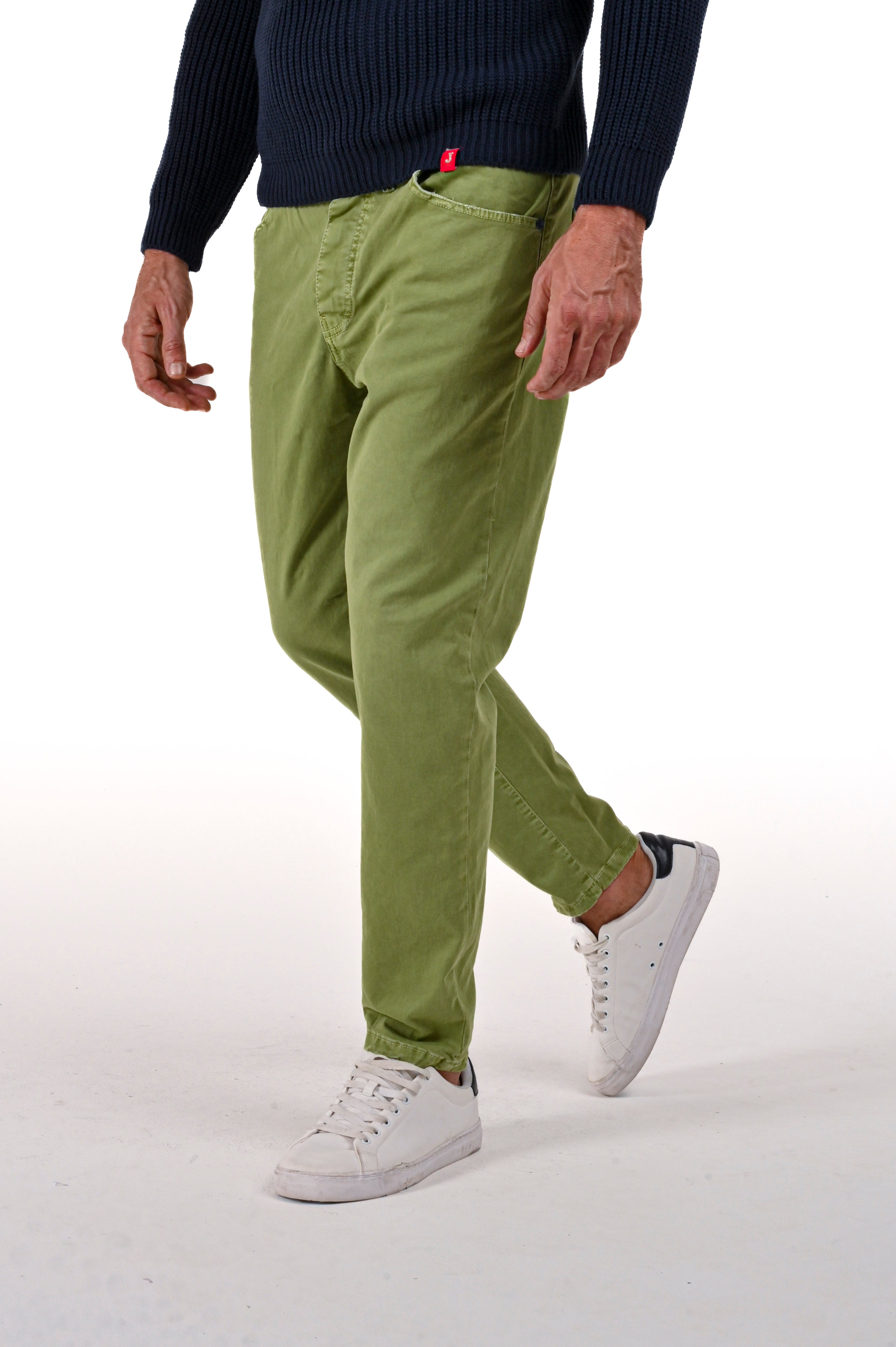 Pantaloni in cotone regular New Wolf Gab oliva FW24/25