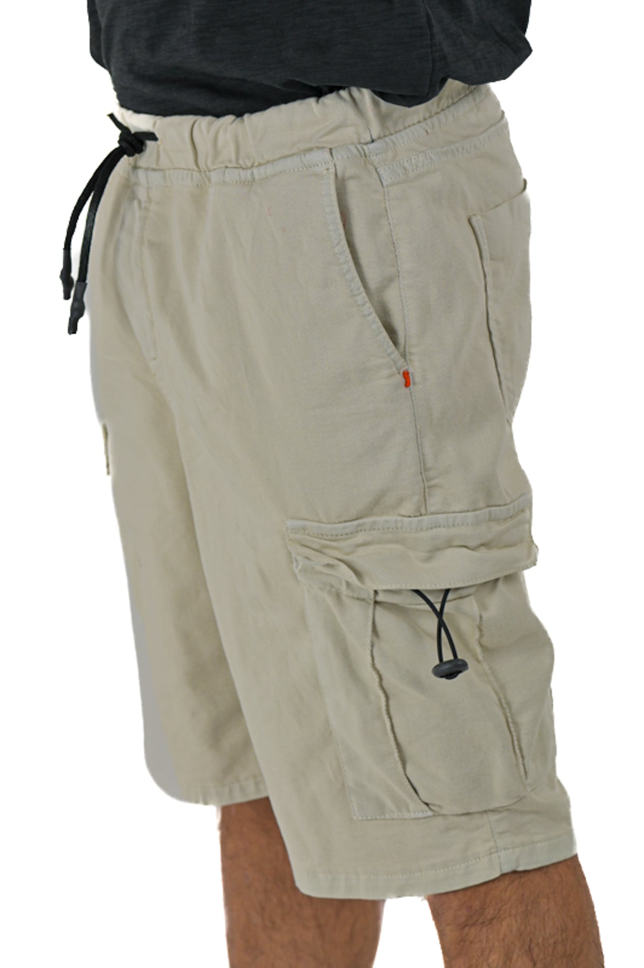 Regular Stand Bilevelt Cream cotton Bermuda shorts