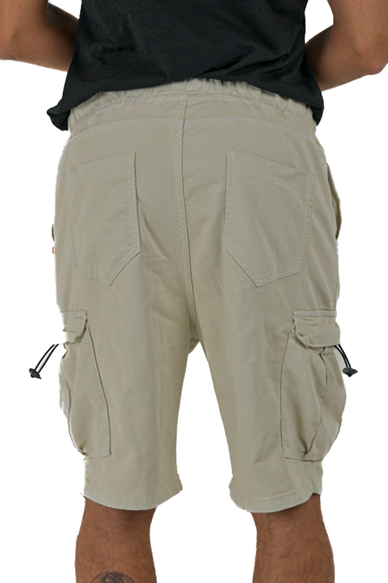 Regular Stand Bilevelt Cream cotton Bermuda shorts