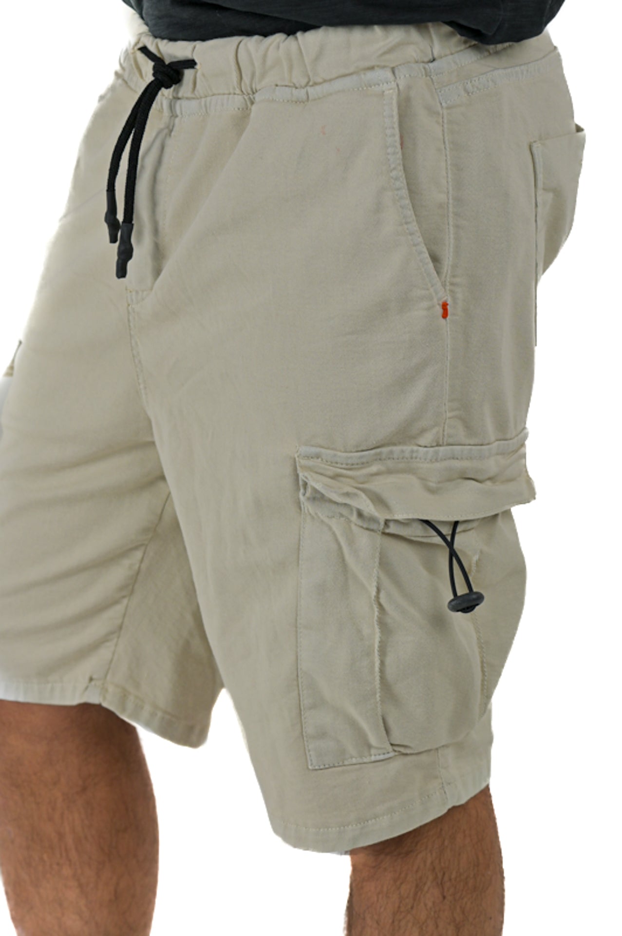 Regular Stand Bilevelt Cream cotton Bermuda shorts