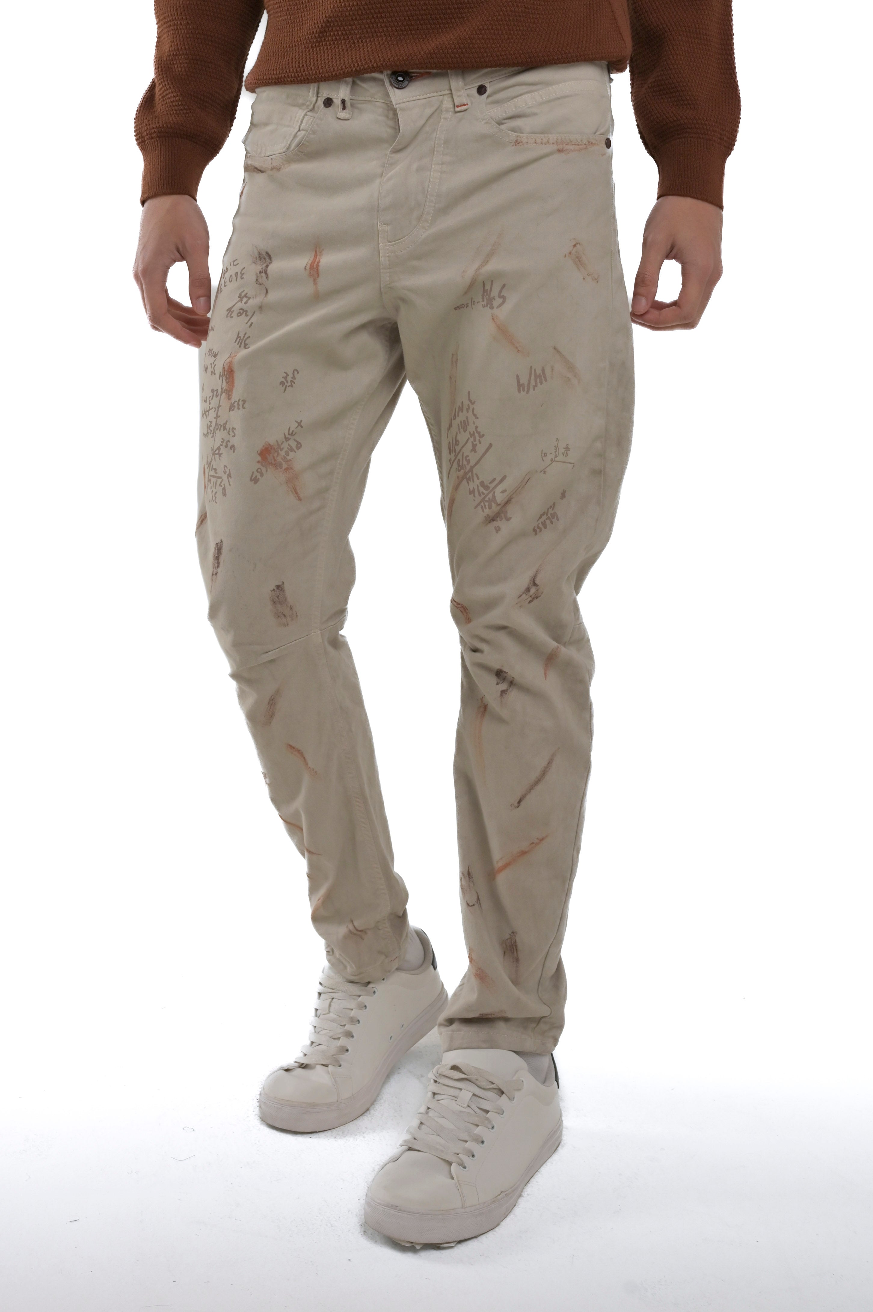 Pantaloni in cotone tapered Kron Stampato beige FW24/25