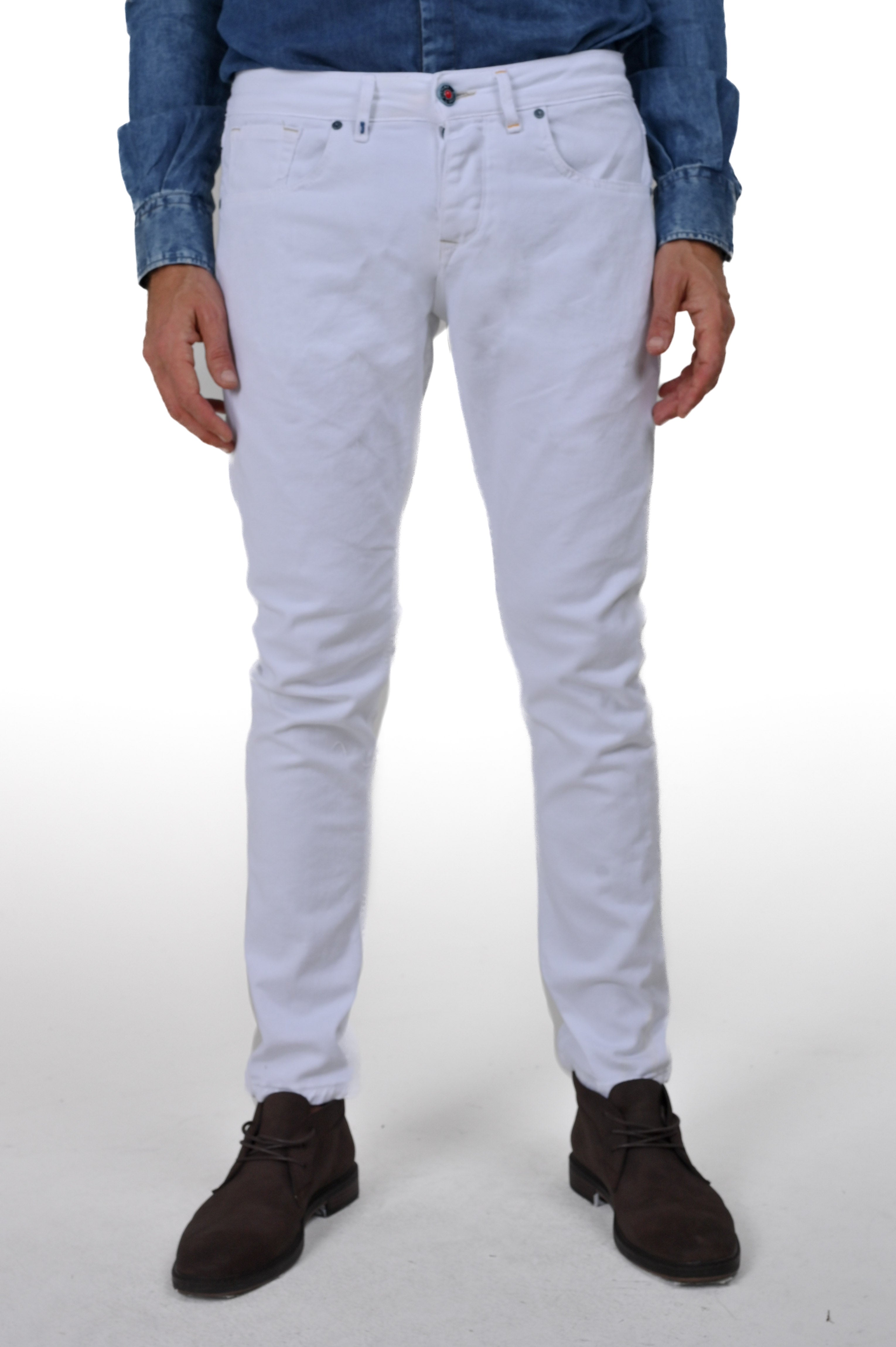 Pantaloni in cotone slim New London Bull bianco FW24/25