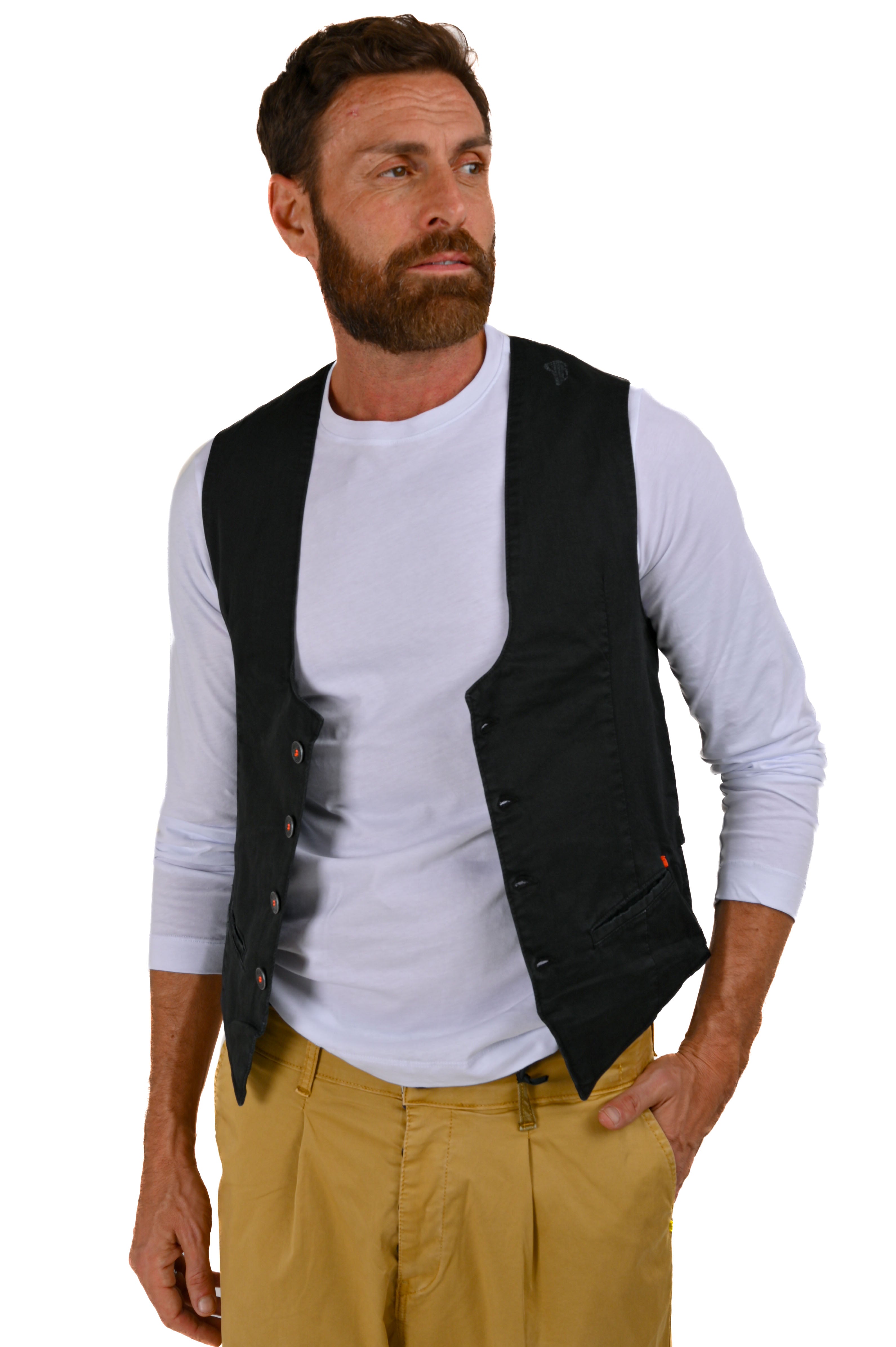 Gilet in cotone regular Raz Nero SS22