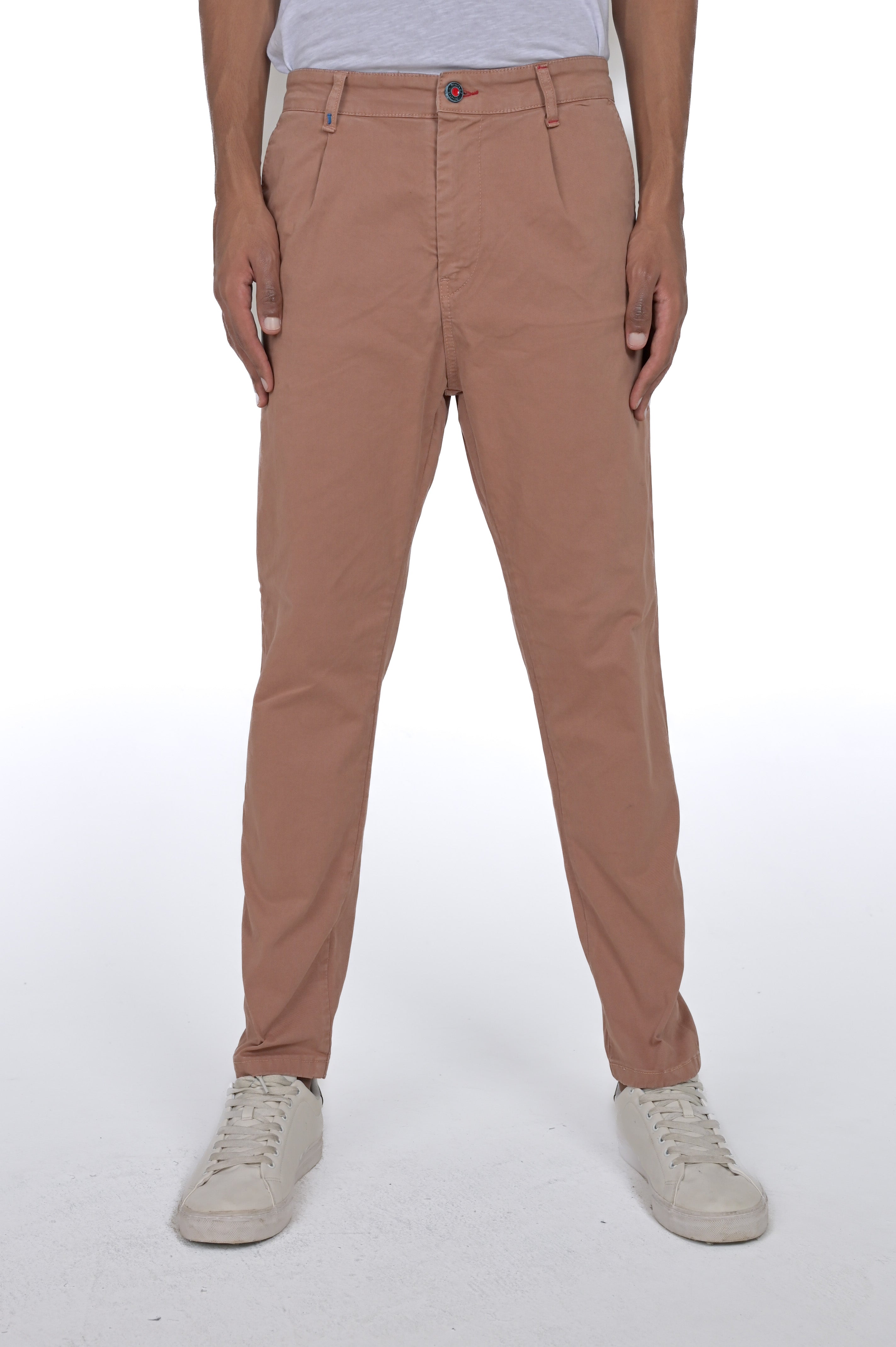 Pantaloni in cotone tapered New Private Gab Terra di Siena FW24/25