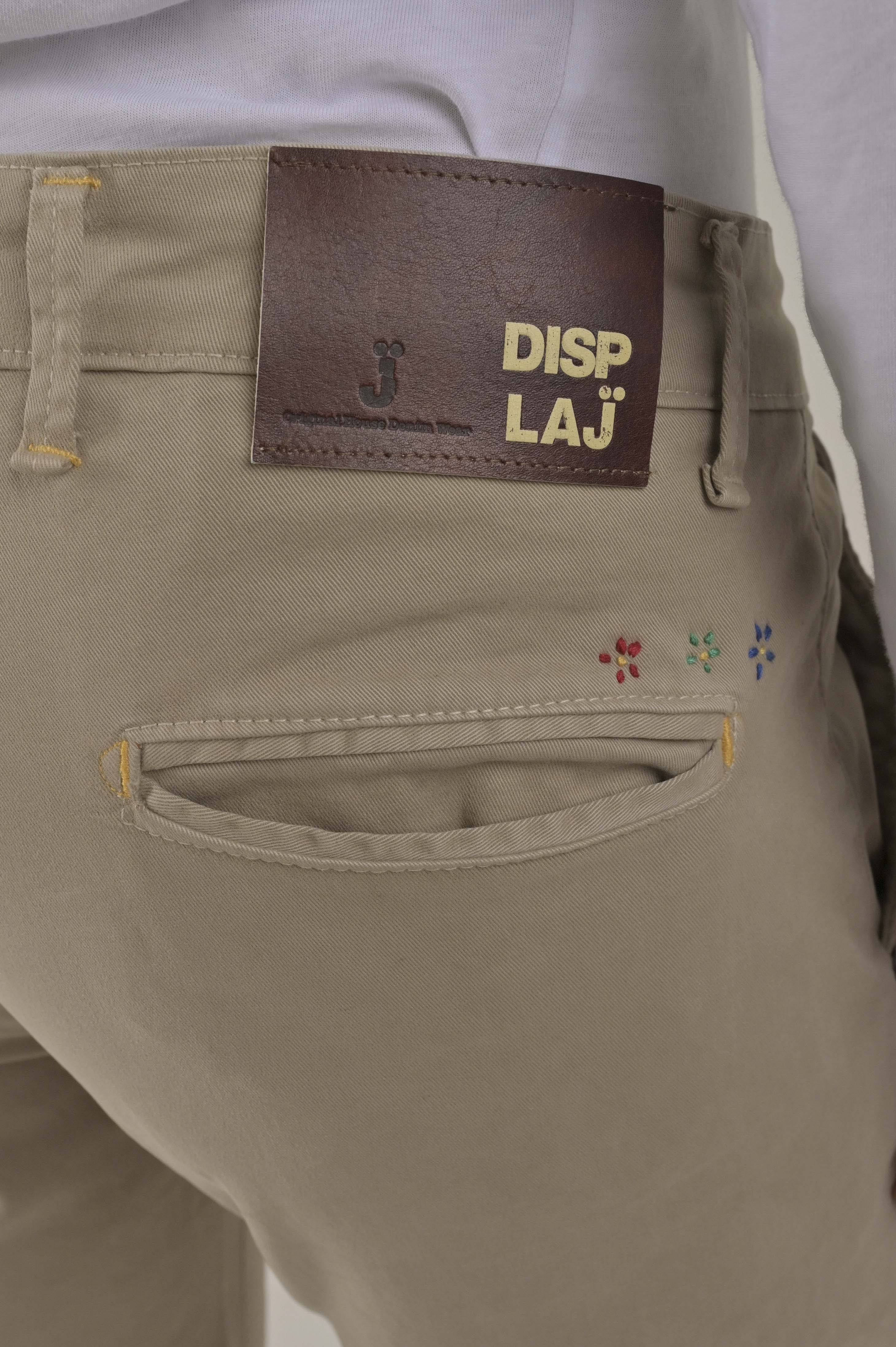 Kinos Slim Cotton Trousers Beige Embroidery FW24/25