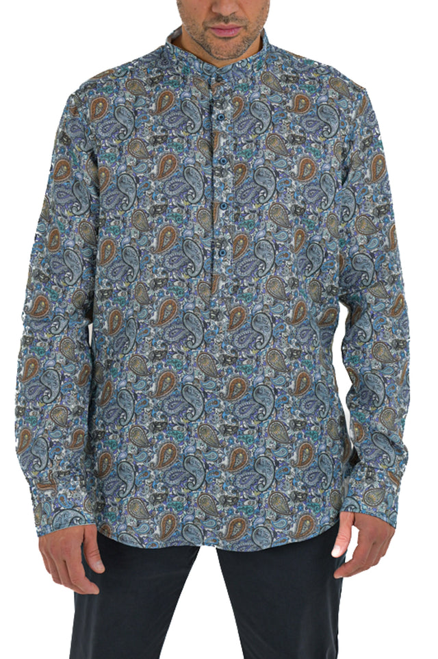 Camicia in lino con collo coreano regular Paul Lino ST2 SS23