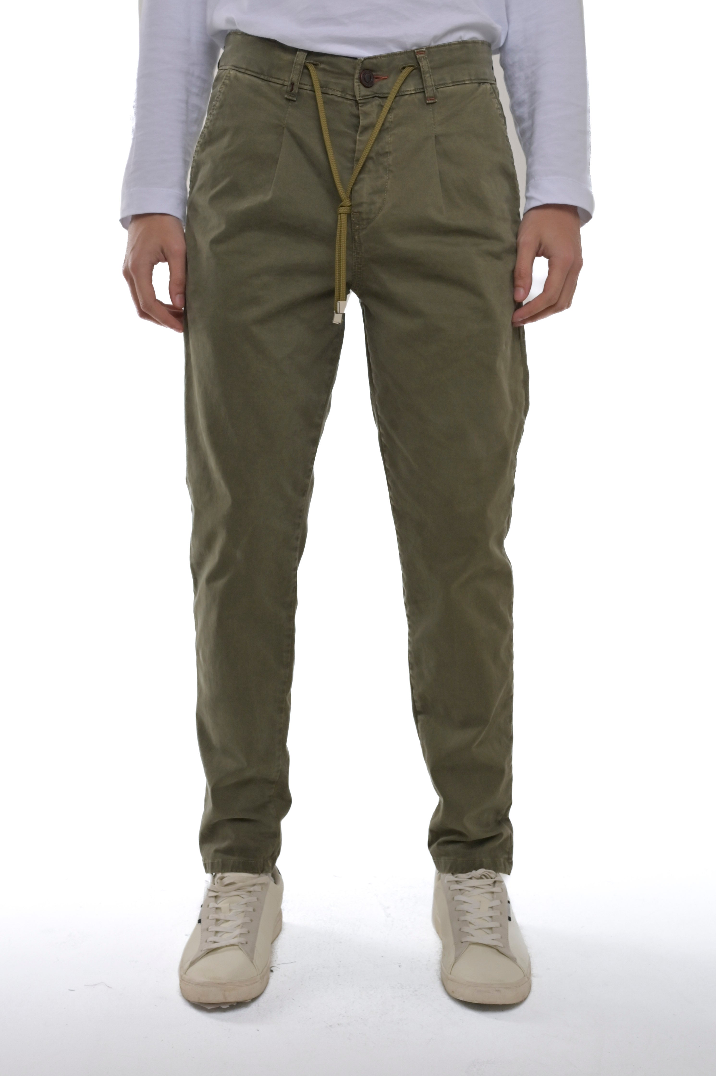 Different Raso Green Regular Cotton Trousers FW24/25