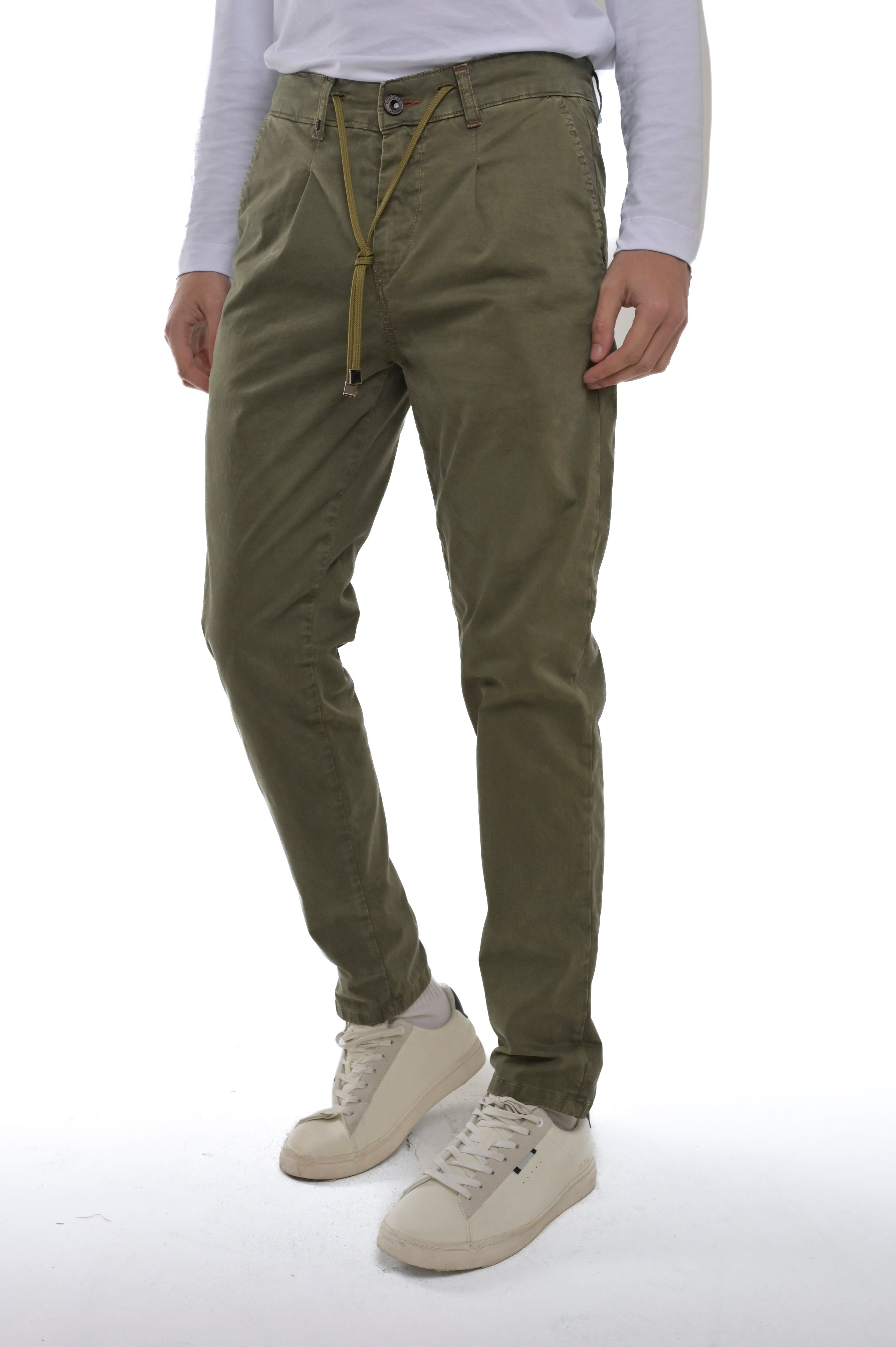 Pantaloni in cotone regular Different Raso verde FW24/25