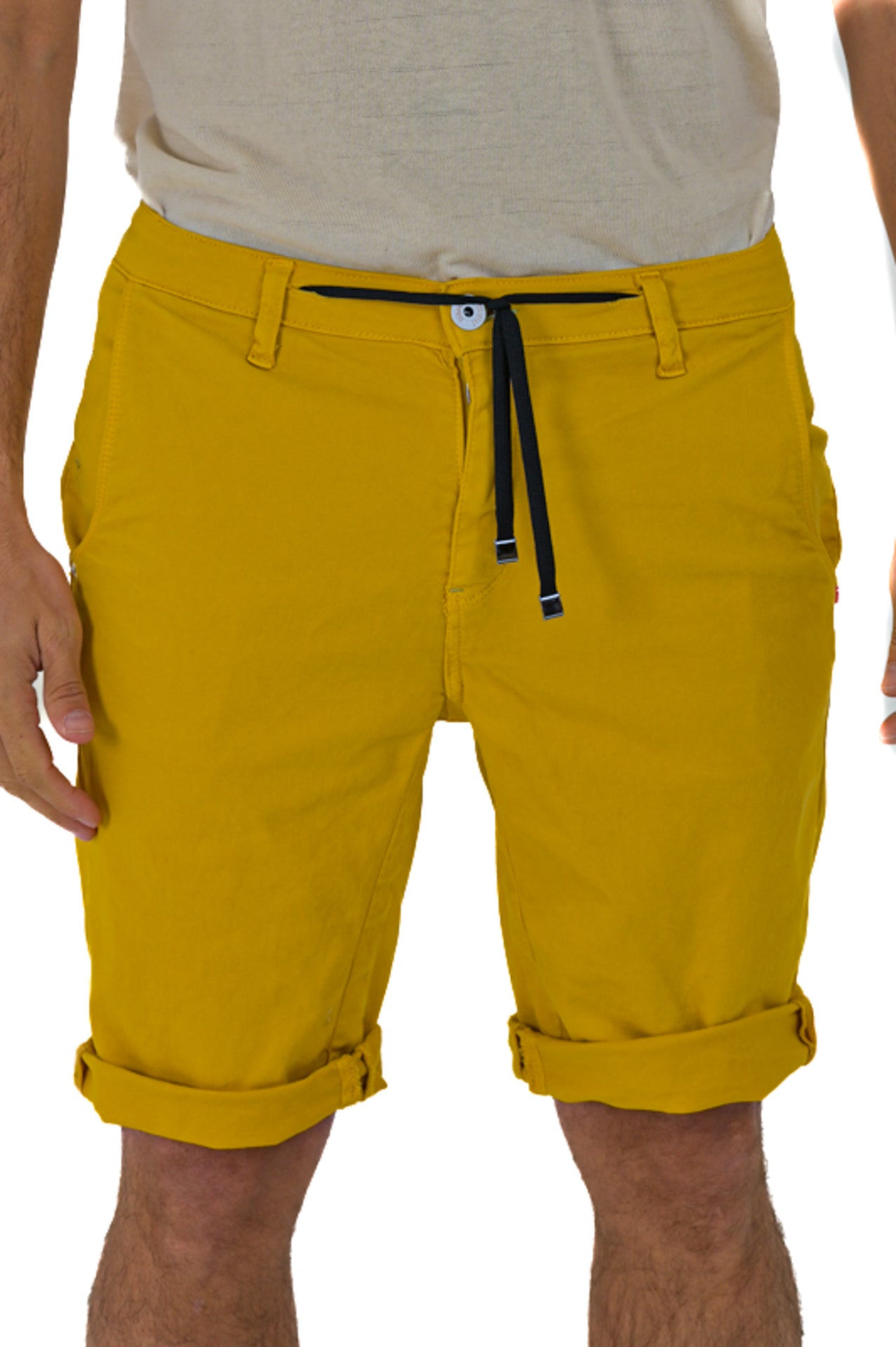 Emme Overspin Mustard Cotton Bermuda Shorts