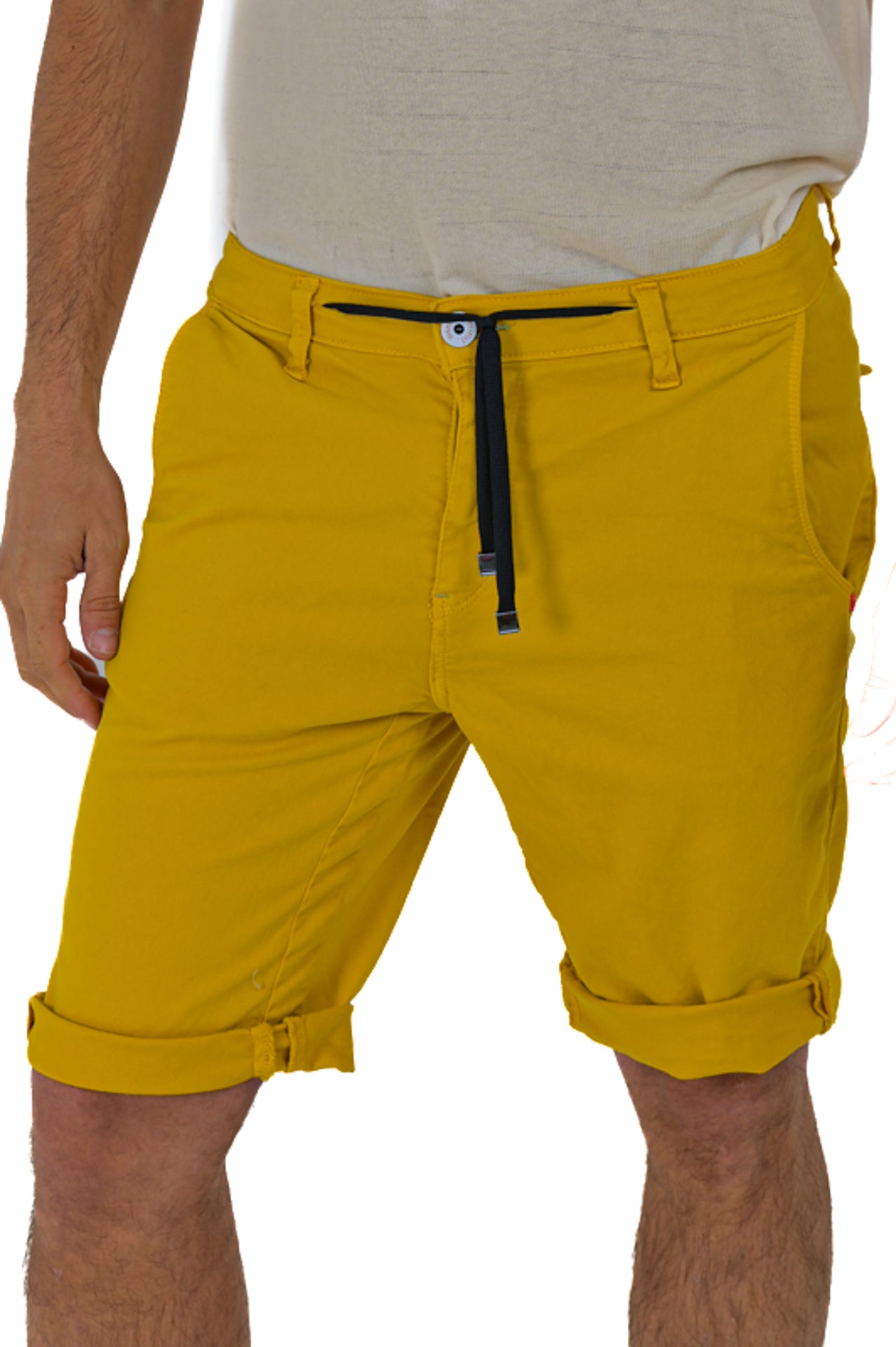 Emme Overspin Mustard Cotton Bermuda Shorts