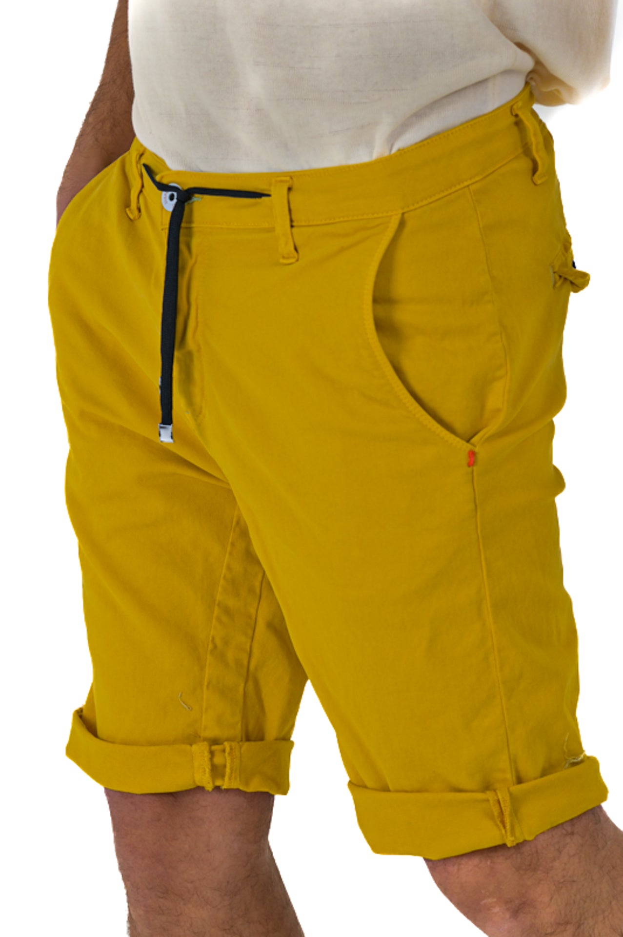 Emme Overspin Mustard Cotton Bermuda Shorts