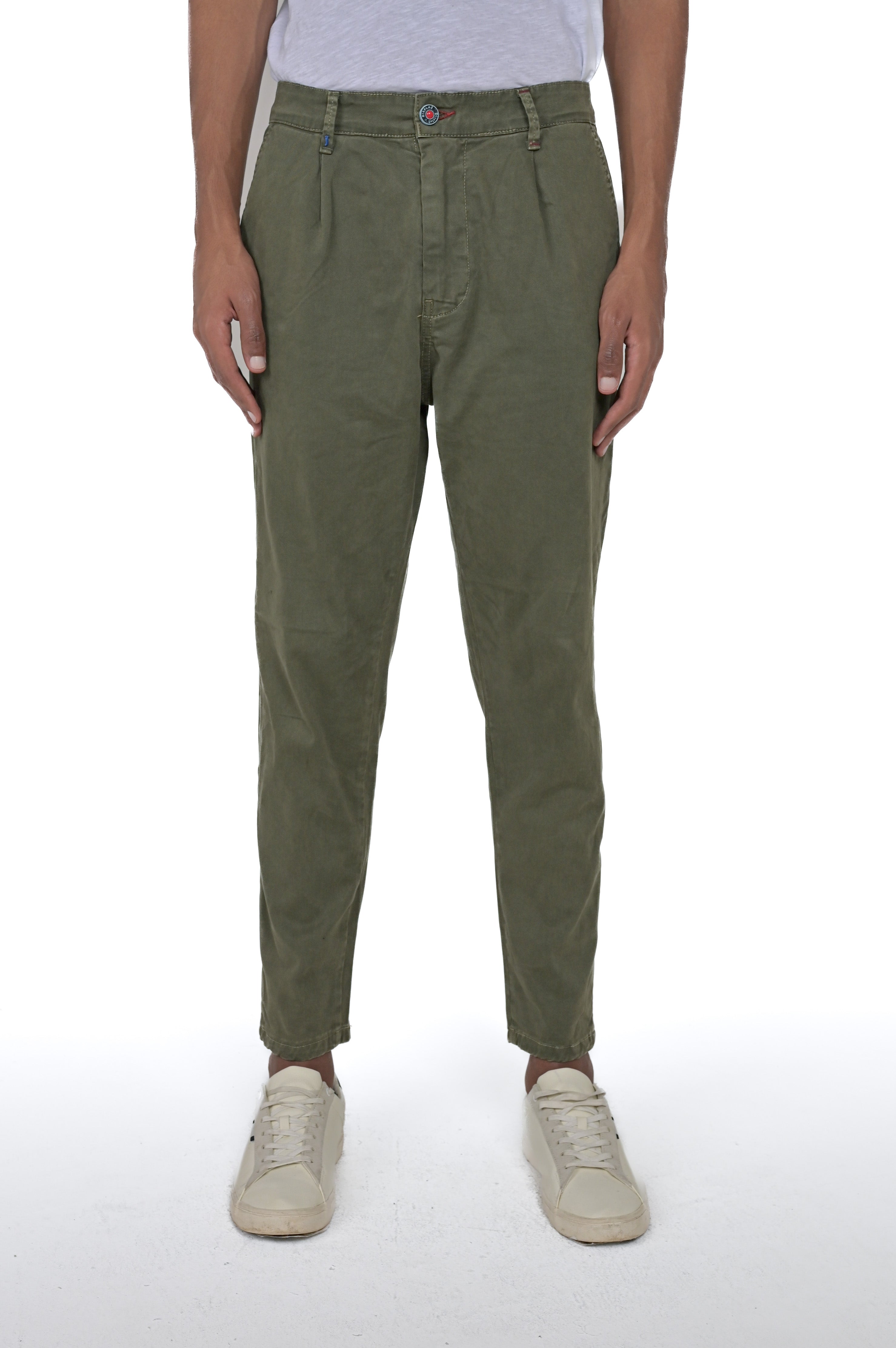 Pantaloni in cotone tapered New Private Gab verde FW24/25