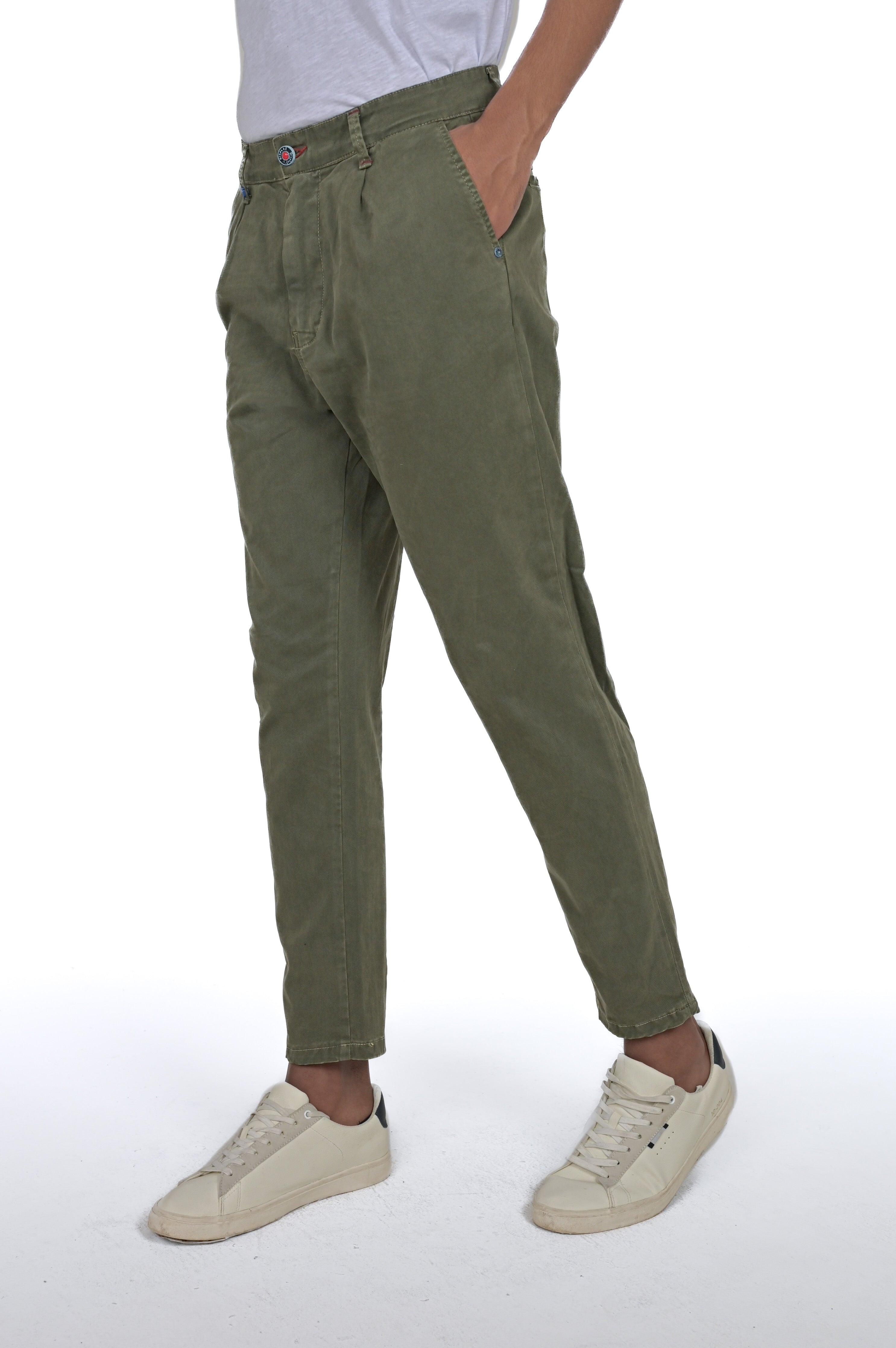 Pantaloni in cotone tapered New Private Gab verde FW24/25