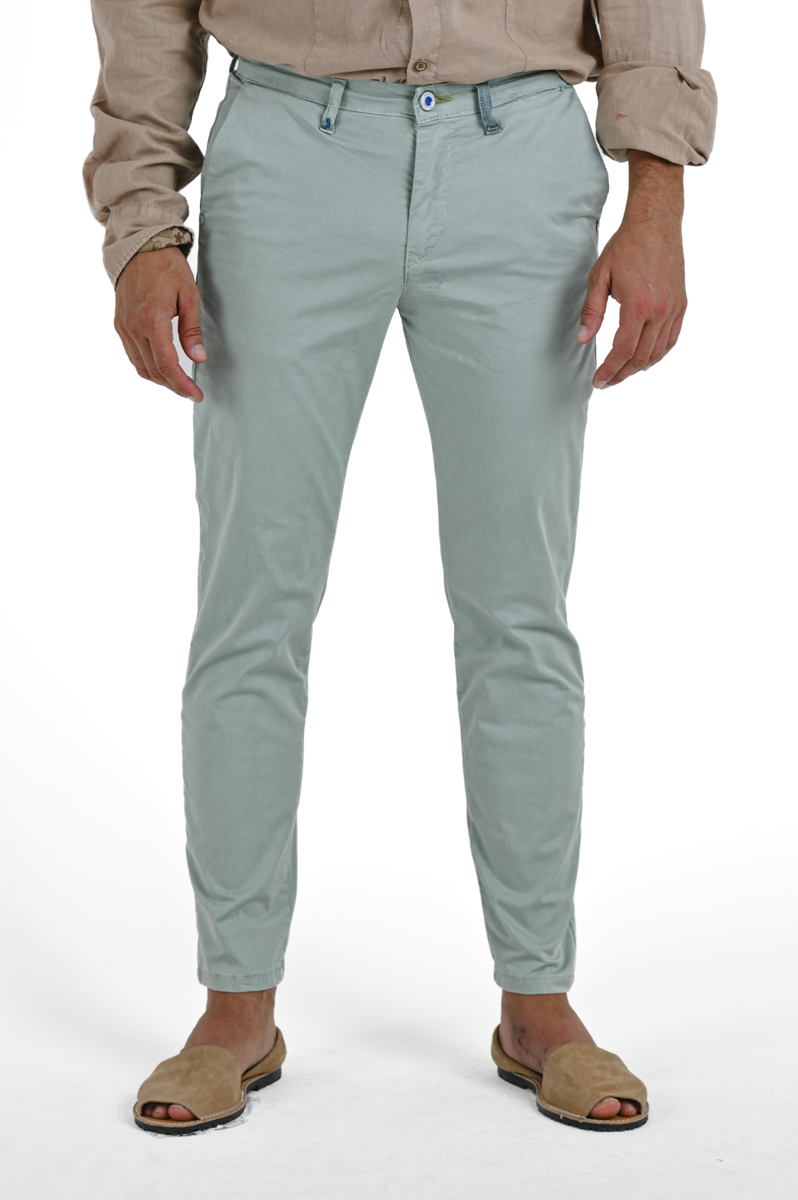 Slim Trousers Sonic Satin Aqua Green SS24