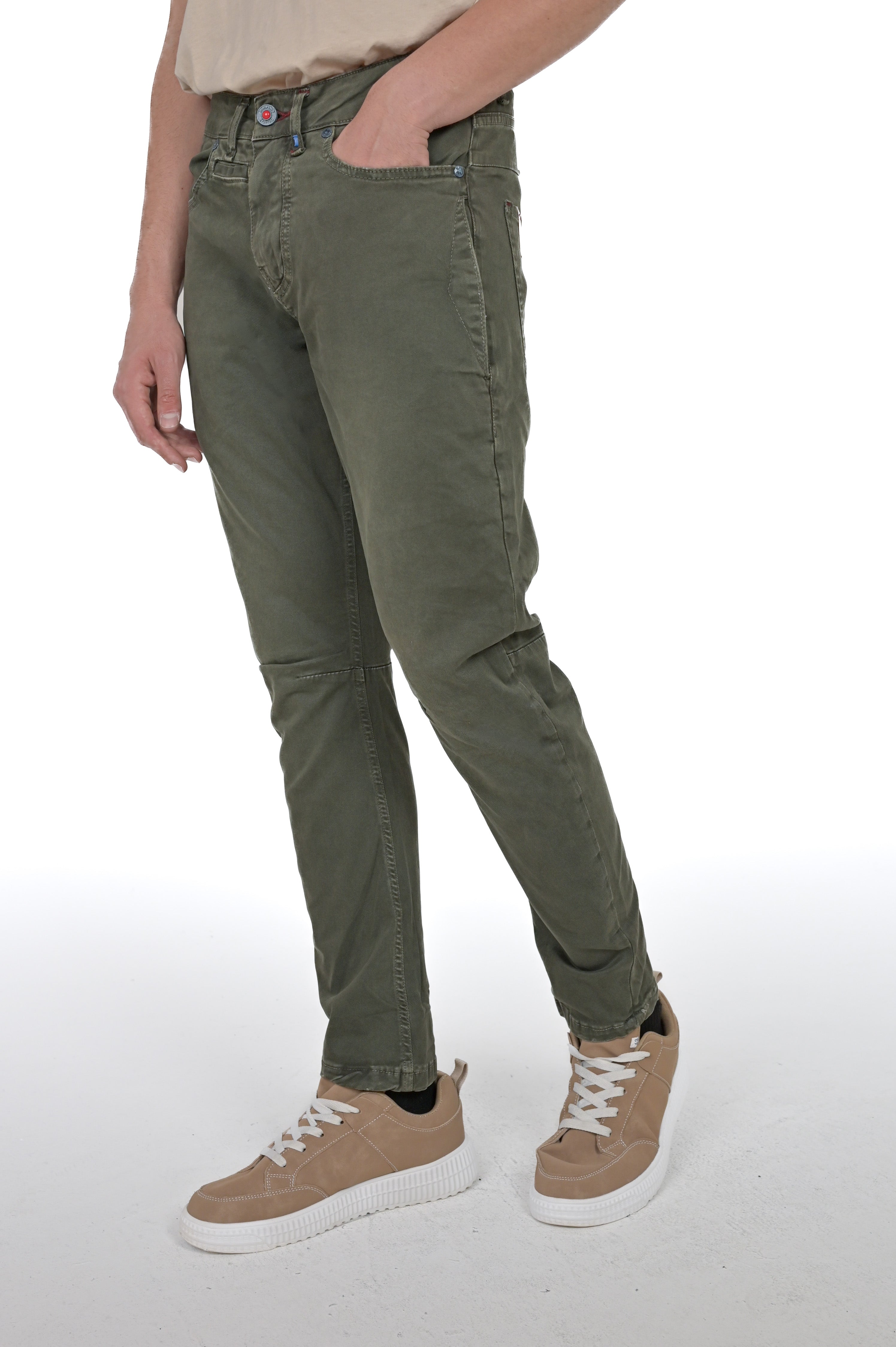 Pantaloni in cotone tapered Vertigo verde FW24/25