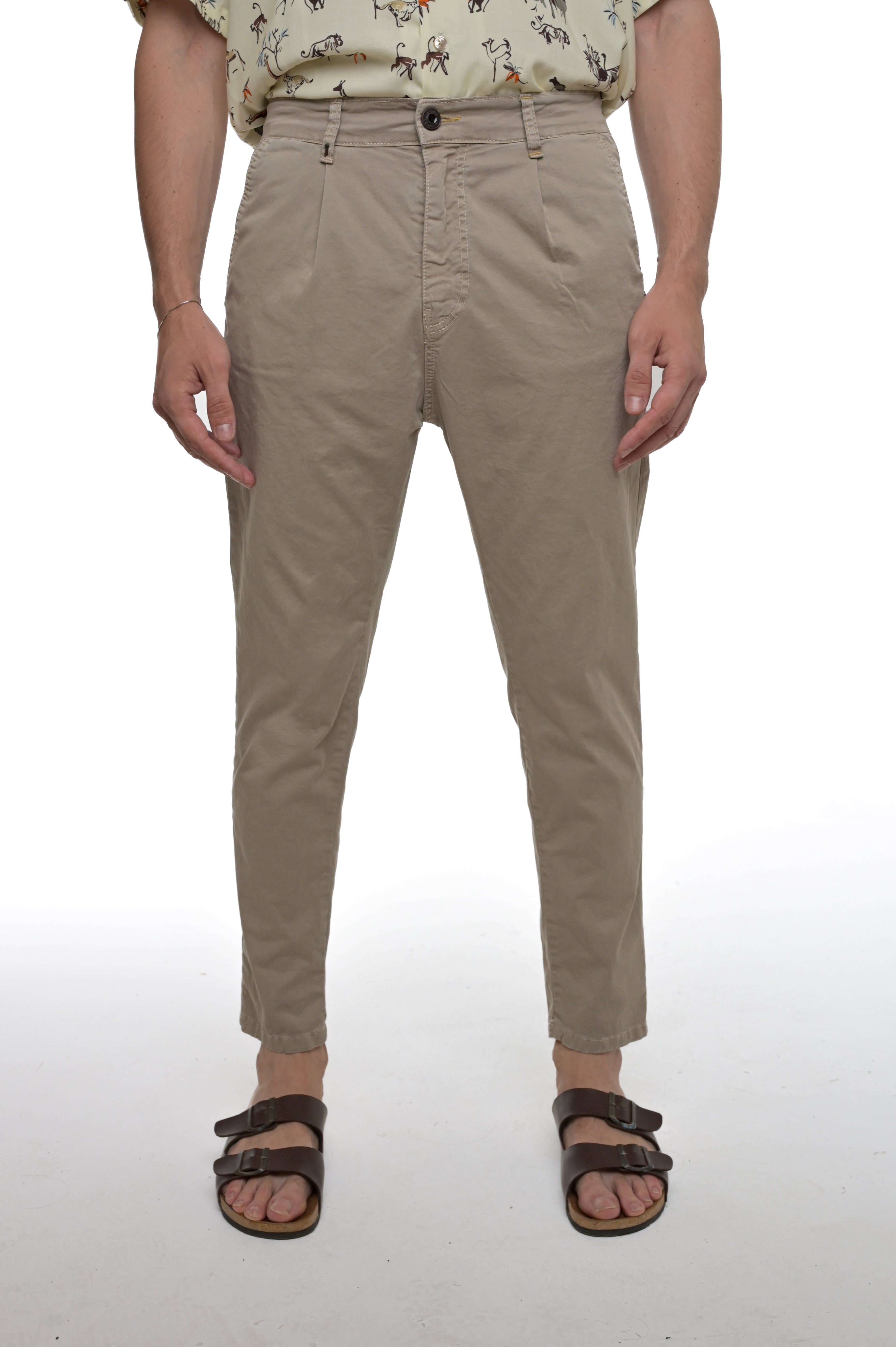 Pantaloni in cotone tapered New Private beige SS25