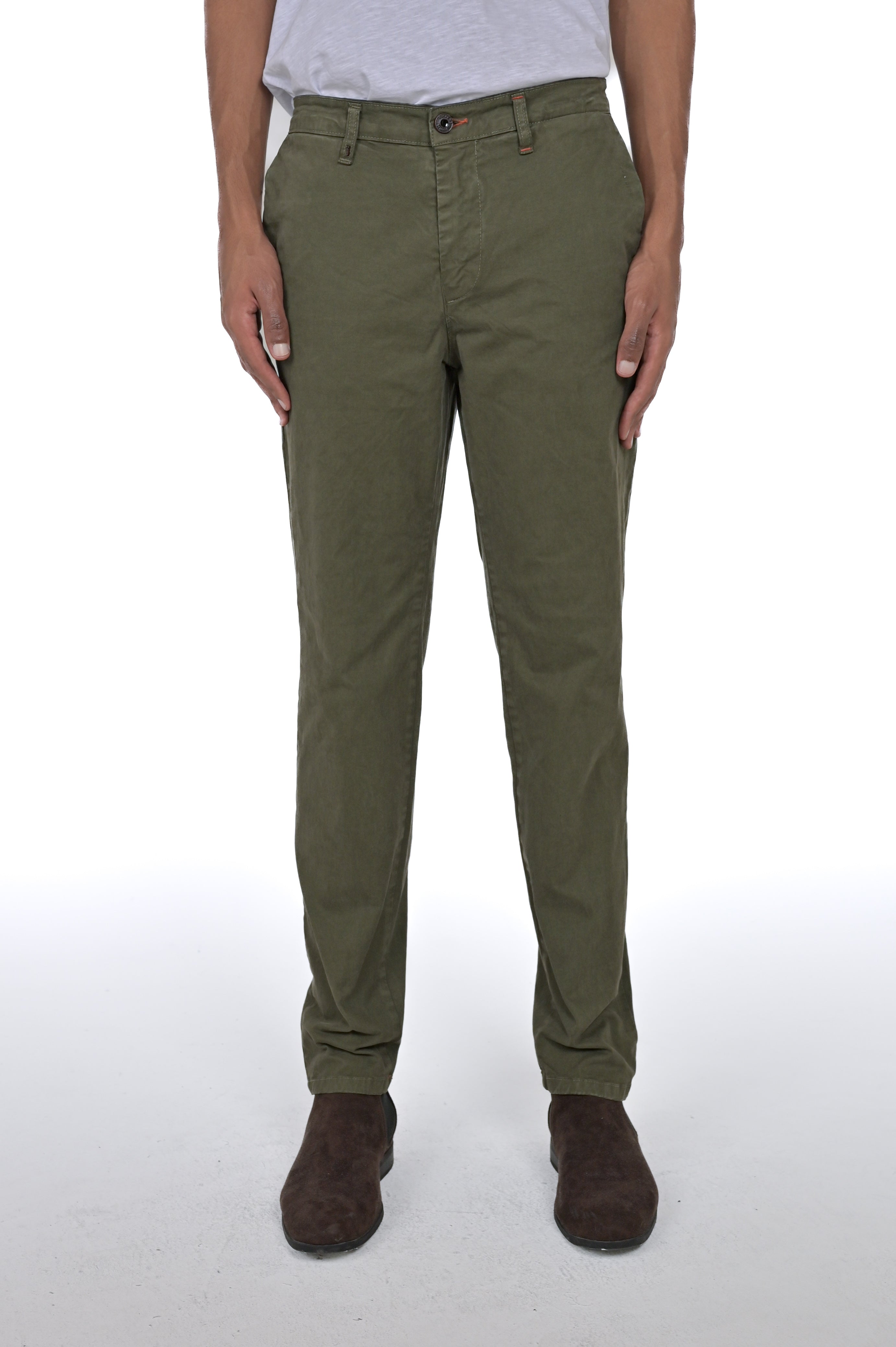 Pantaloni in cotone slim Sonic Raso verde FW24/25