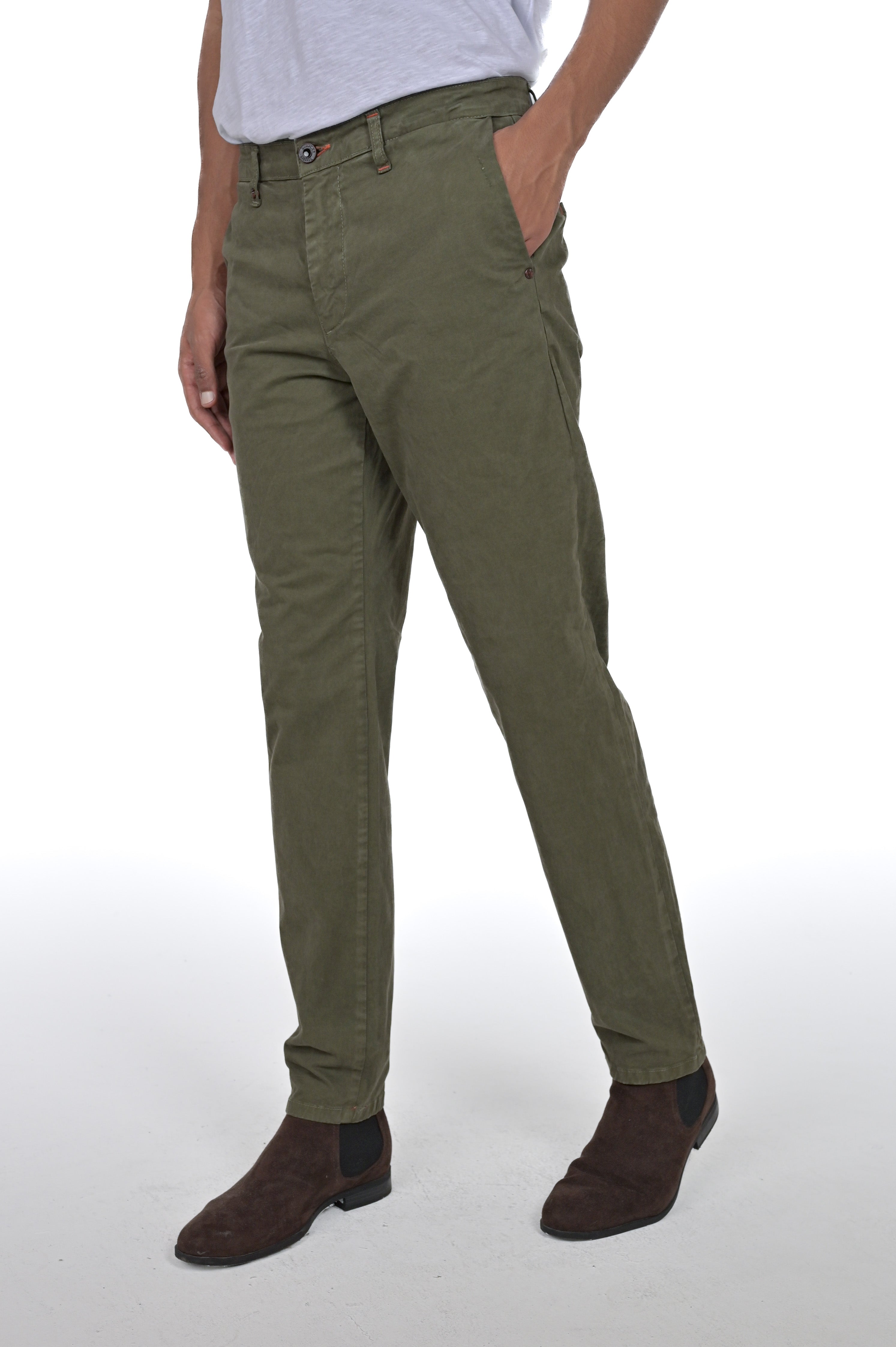 Pantaloni in cotone slim Sonic Raso verde FW24/25