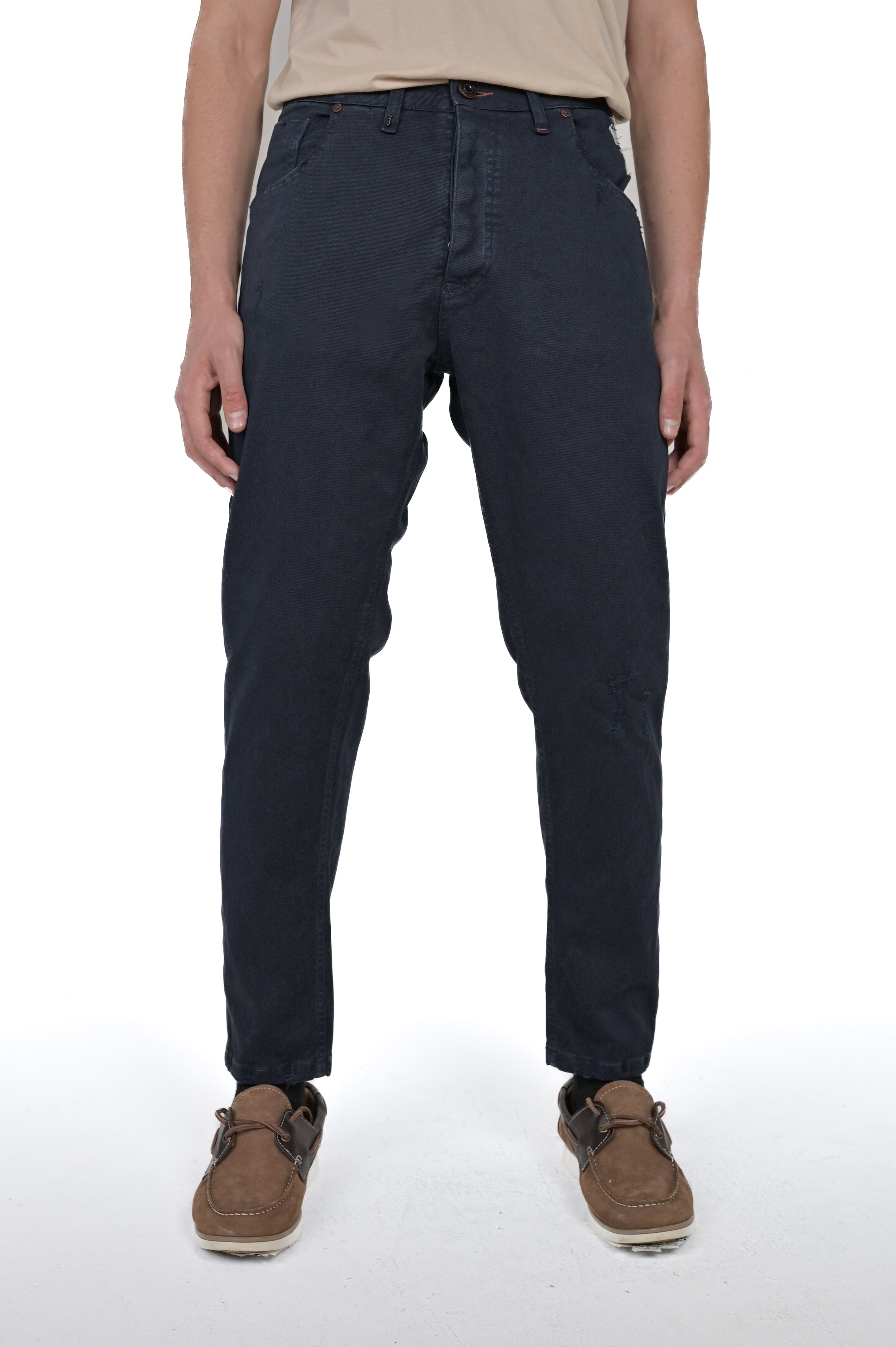 Life Libeccio AI07 Blue Slim Cotton Trousers FW24/25