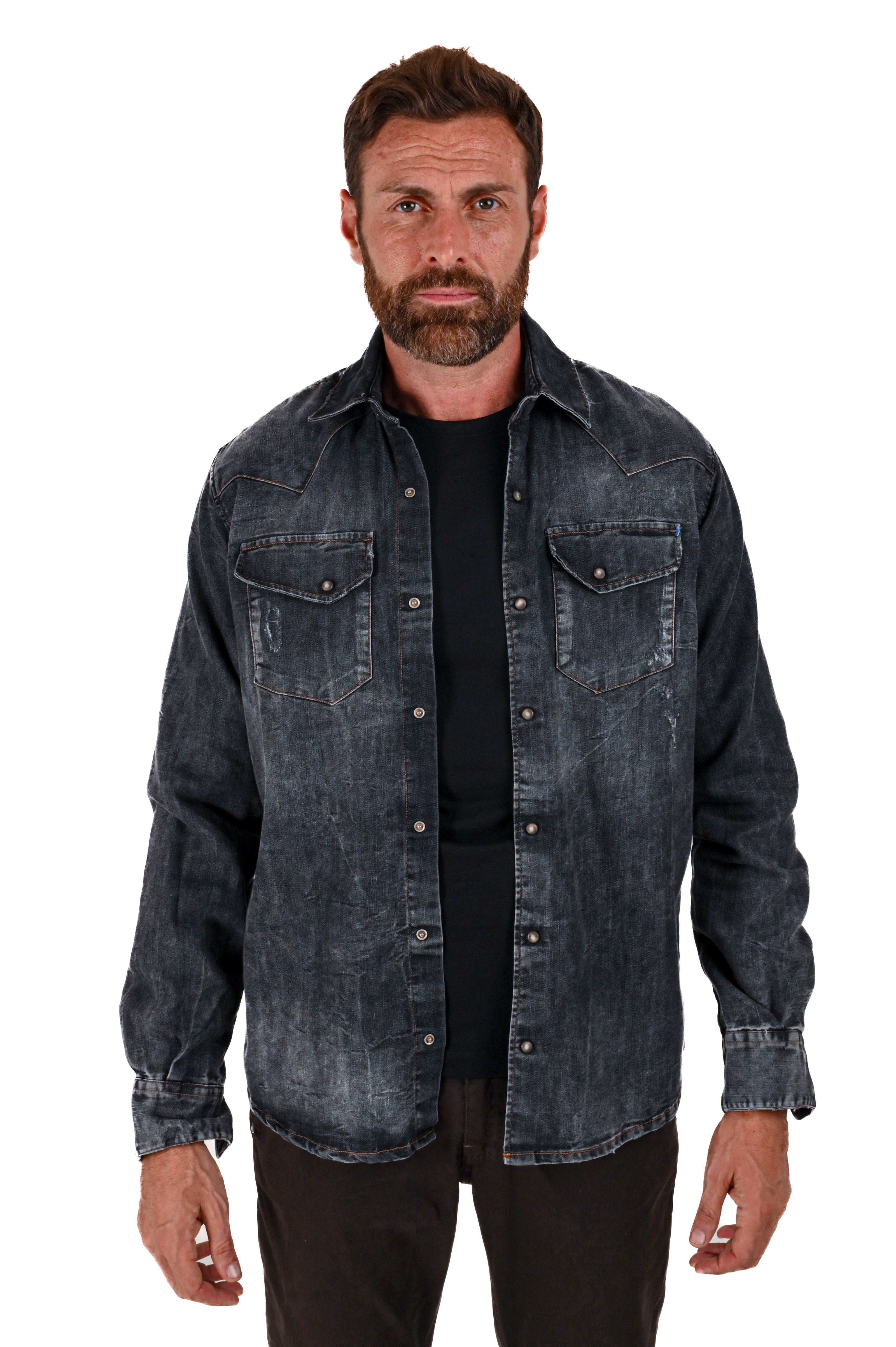 Spy BLK Marmorizzato Regular Denim Shirt FW23/24