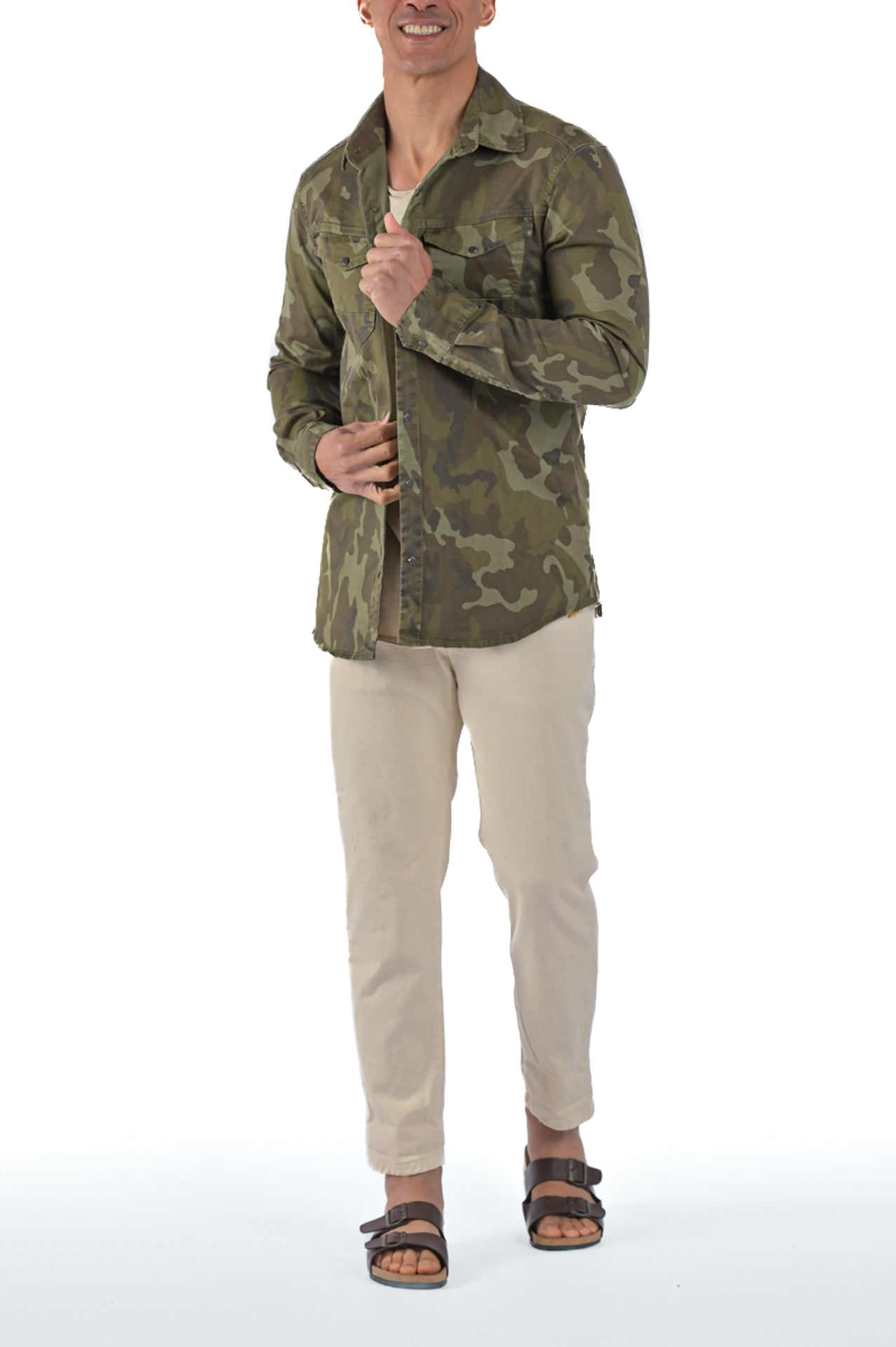 Regular Cotton Shirt Park Camouflage Green SS23