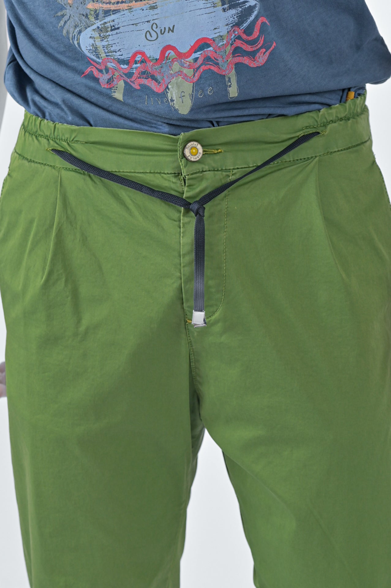 Pantaloni in cotone tapered Roby Raso verde pera SS23