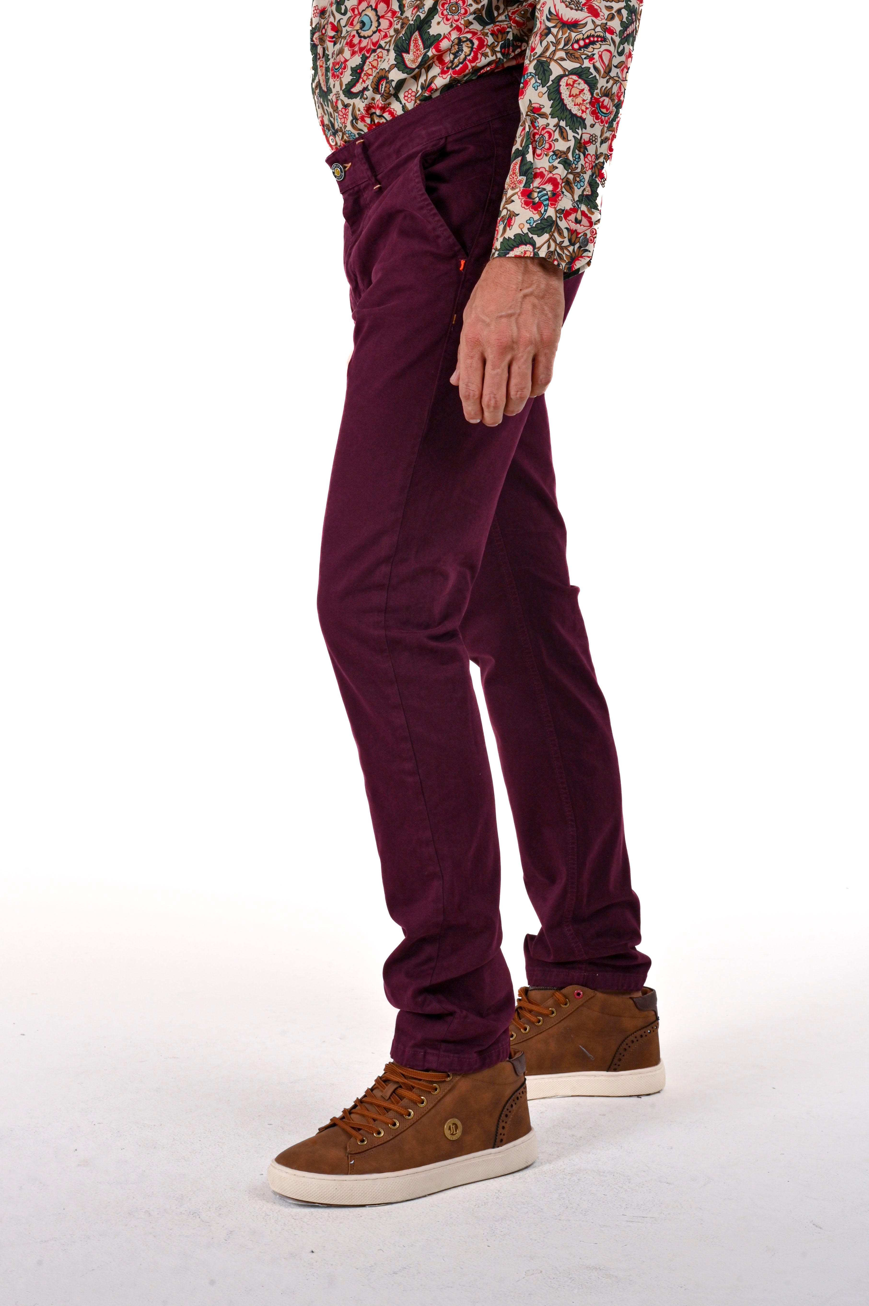 Pantaloni in cotone slim Kinos bordeaux FW24/25