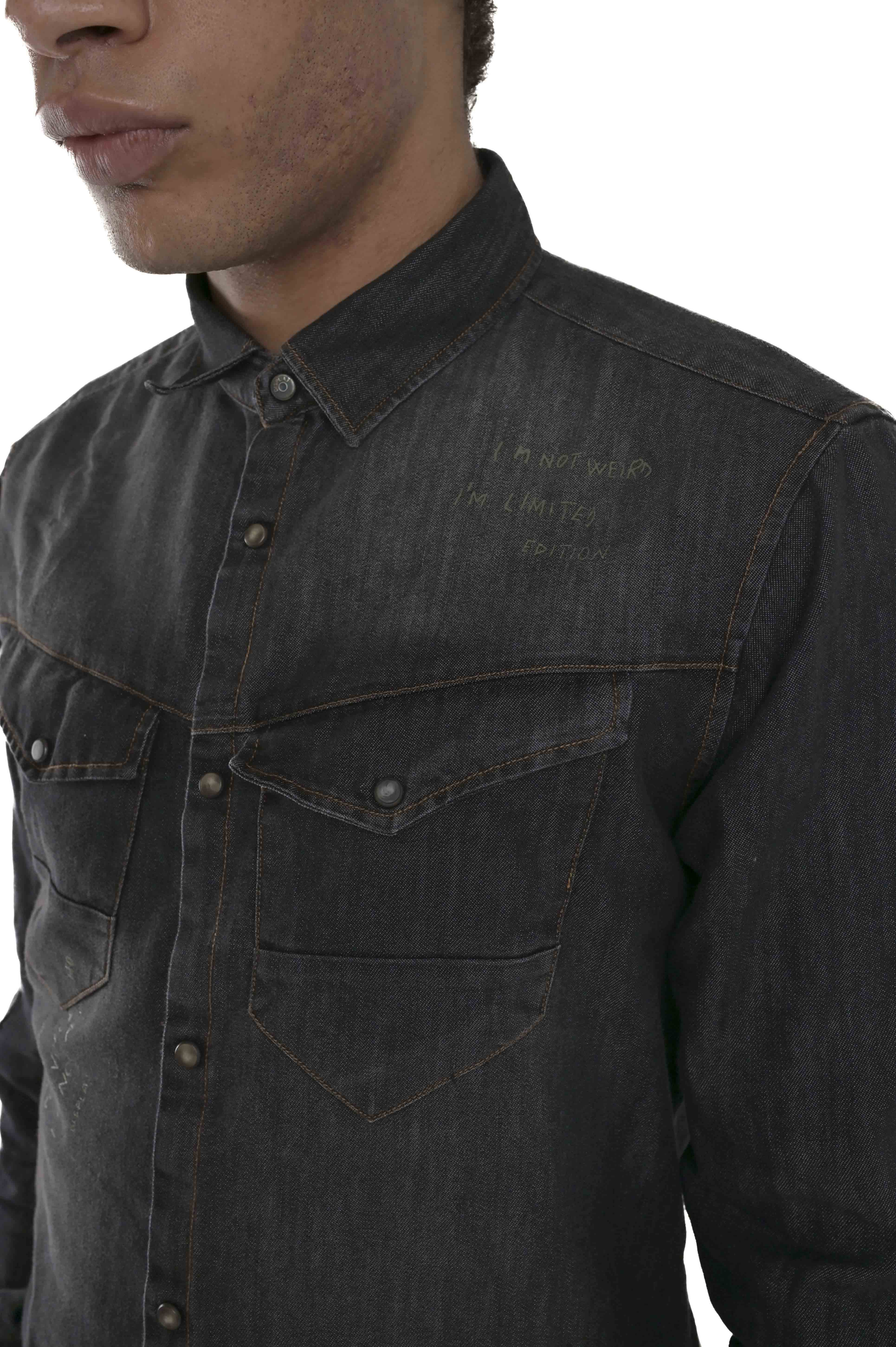 Regular Denim Shirt Park Printed Blk Music FW 24/25