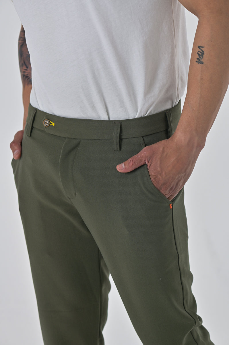 Pantaloni classici slim Racket Wool militare FW24/25