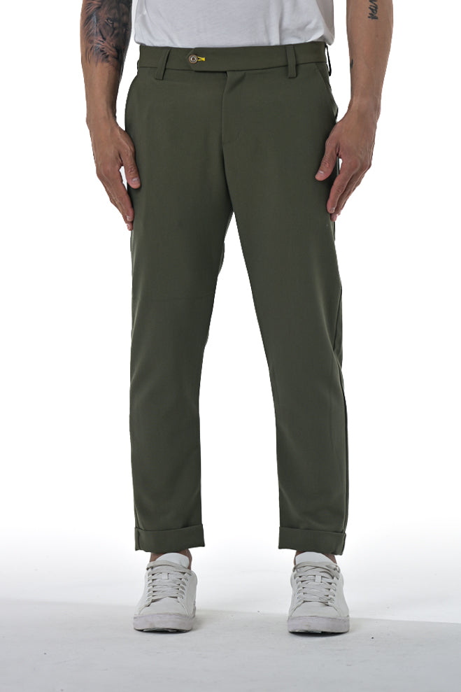 Pantaloni classici slim Racket Wool militare FW24/25