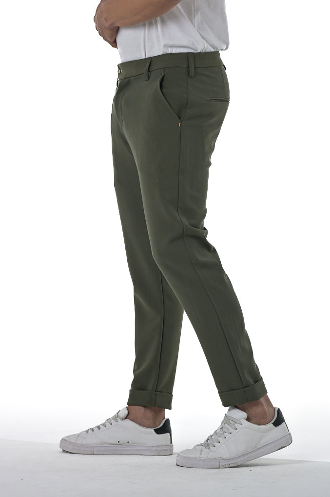 Pantaloni classici slim Racket Wool militare FW24/25