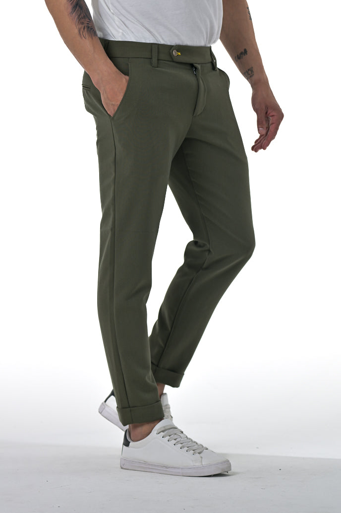 Pantaloni classici slim Racket Wool militare FW24/25