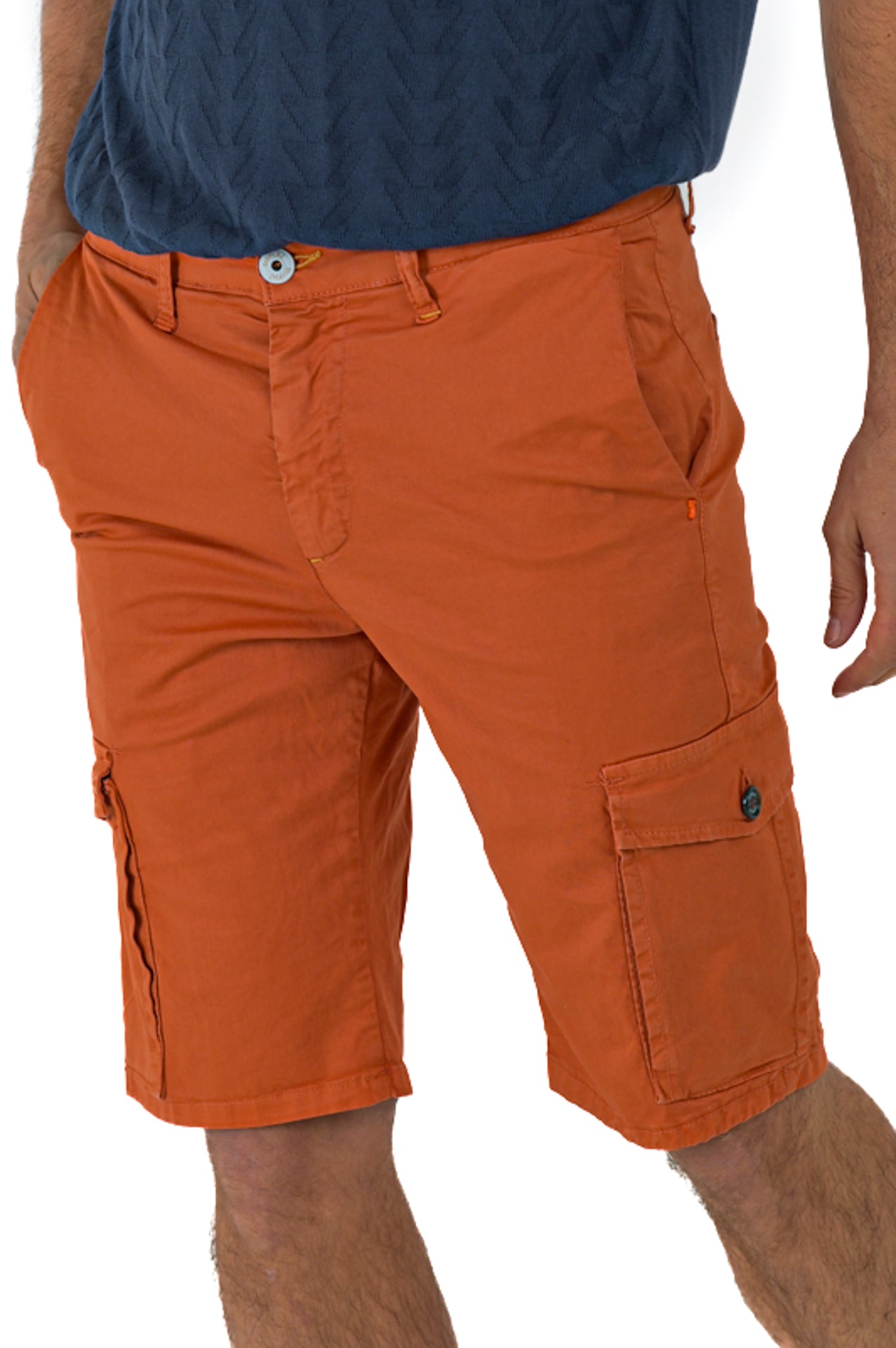 Sonic Slim Cotton Bermuda Shorts Orange Pocket