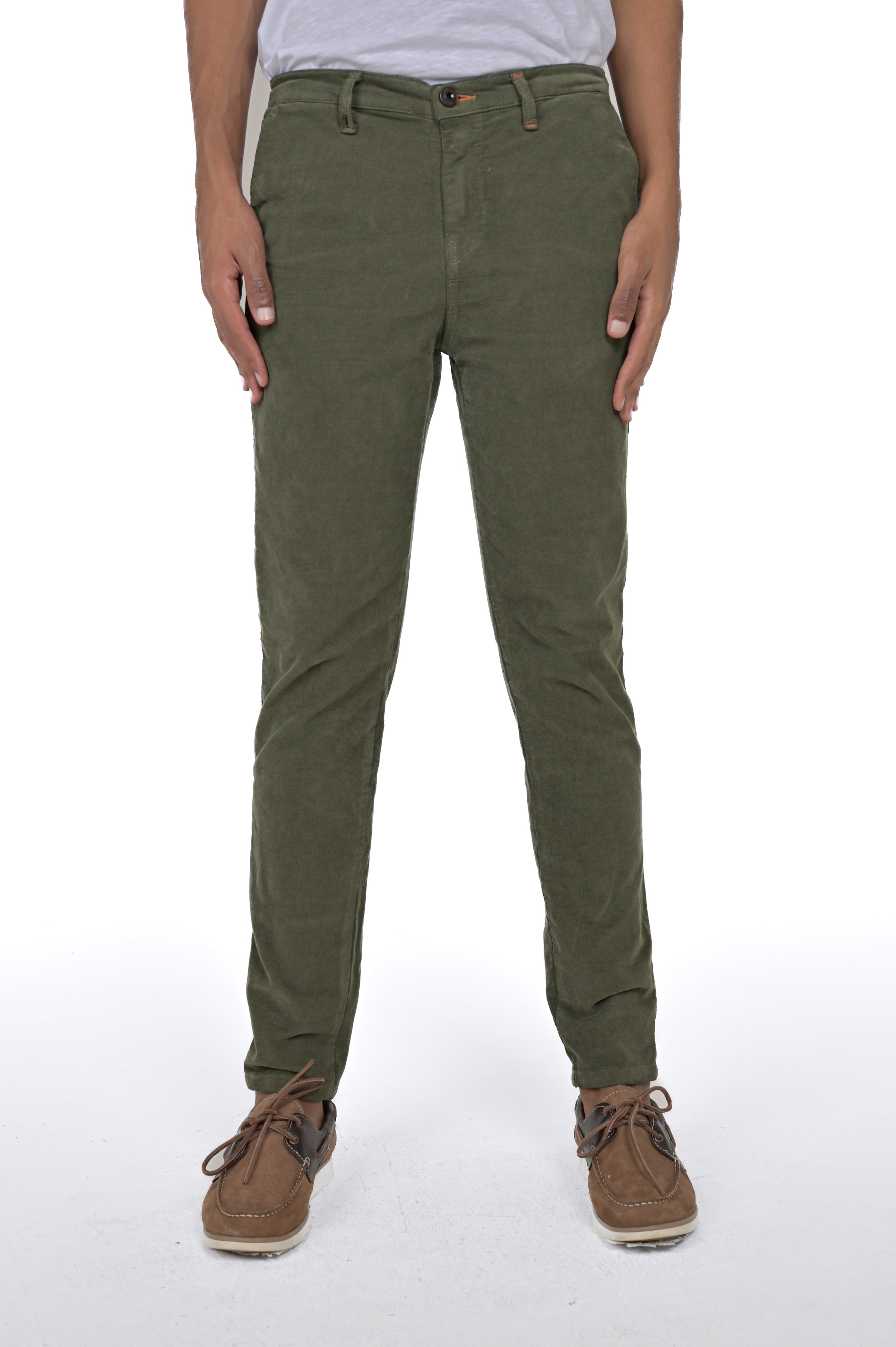 Sonic Smooth Green Slim Corduroy Trousers FW24/25