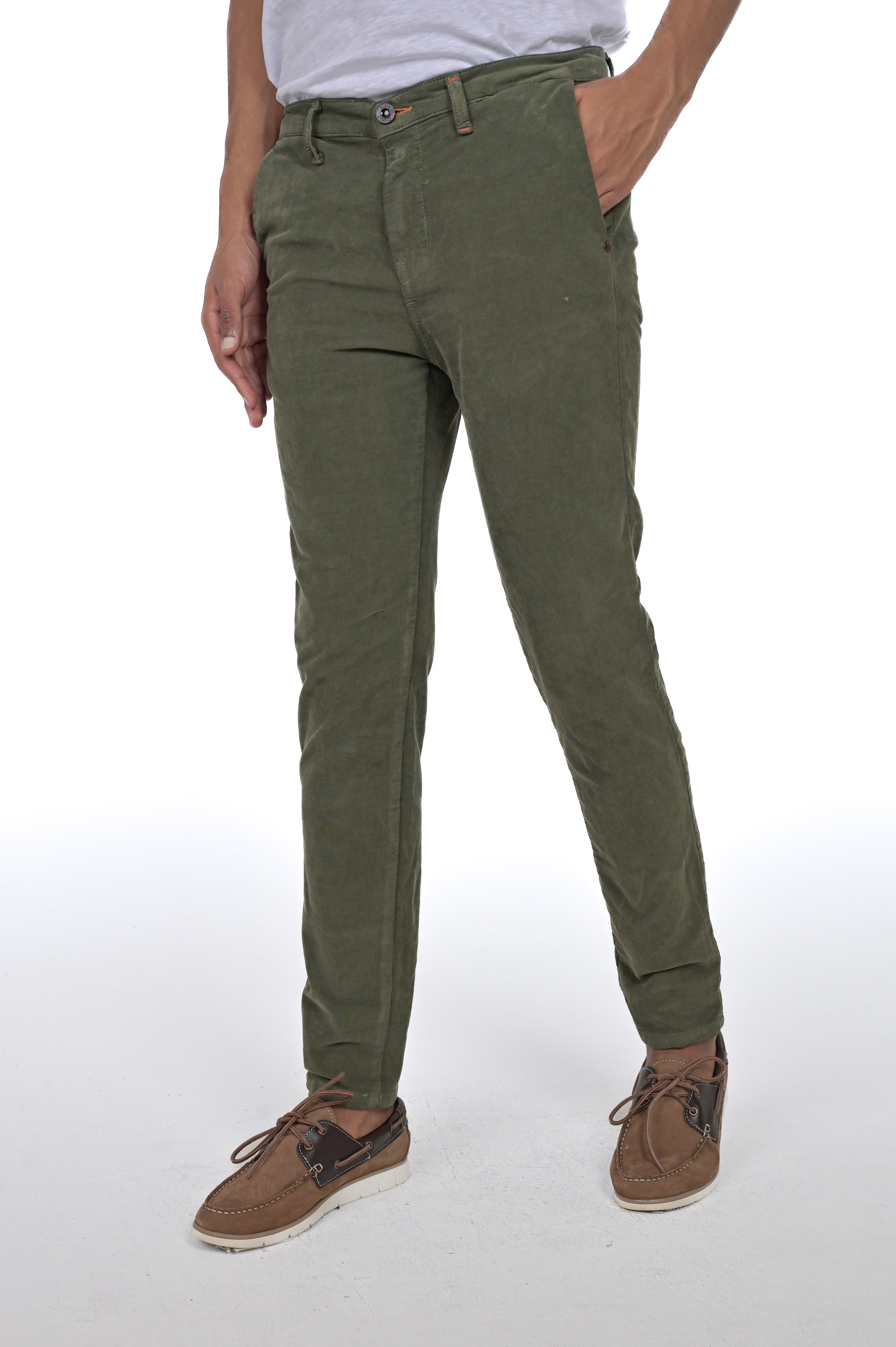 Pantaloni in velluto slim Sonic Smoth verde FW24/25