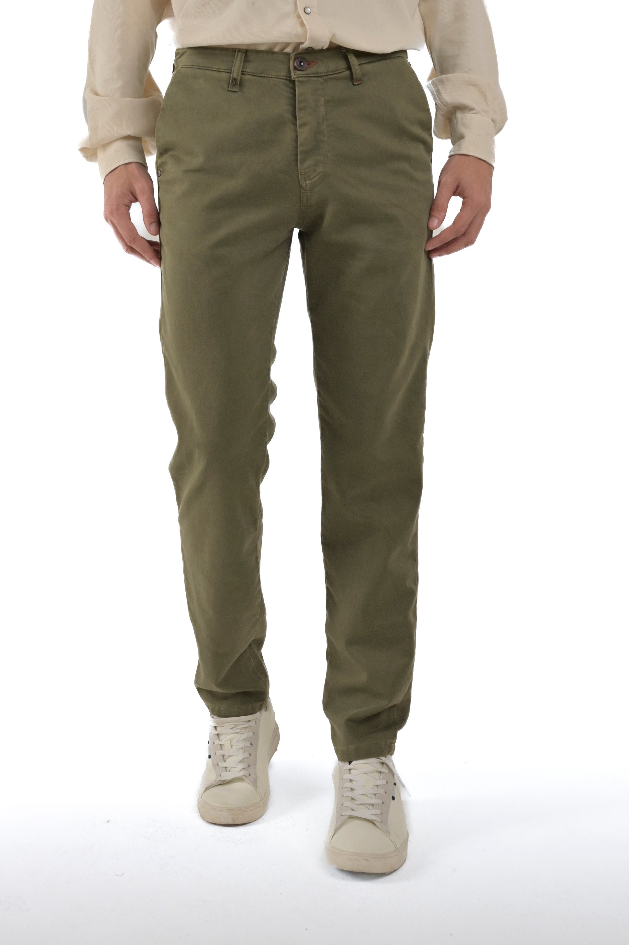 Pantaloni in cotone slim Sonic Kyle verde FW24/25