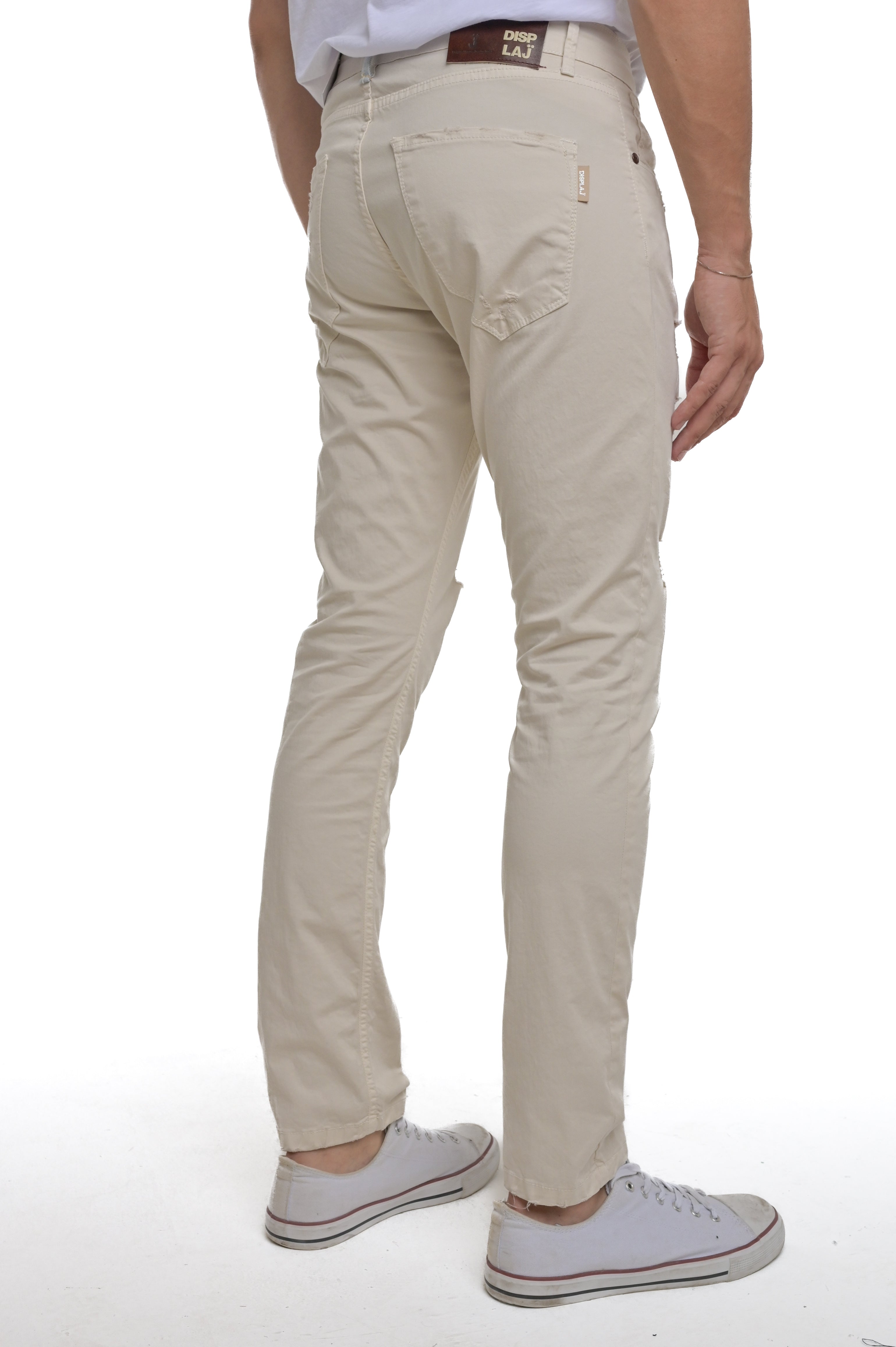 Pantaloni in cotone slim New London Rotture CT100 panna SS25