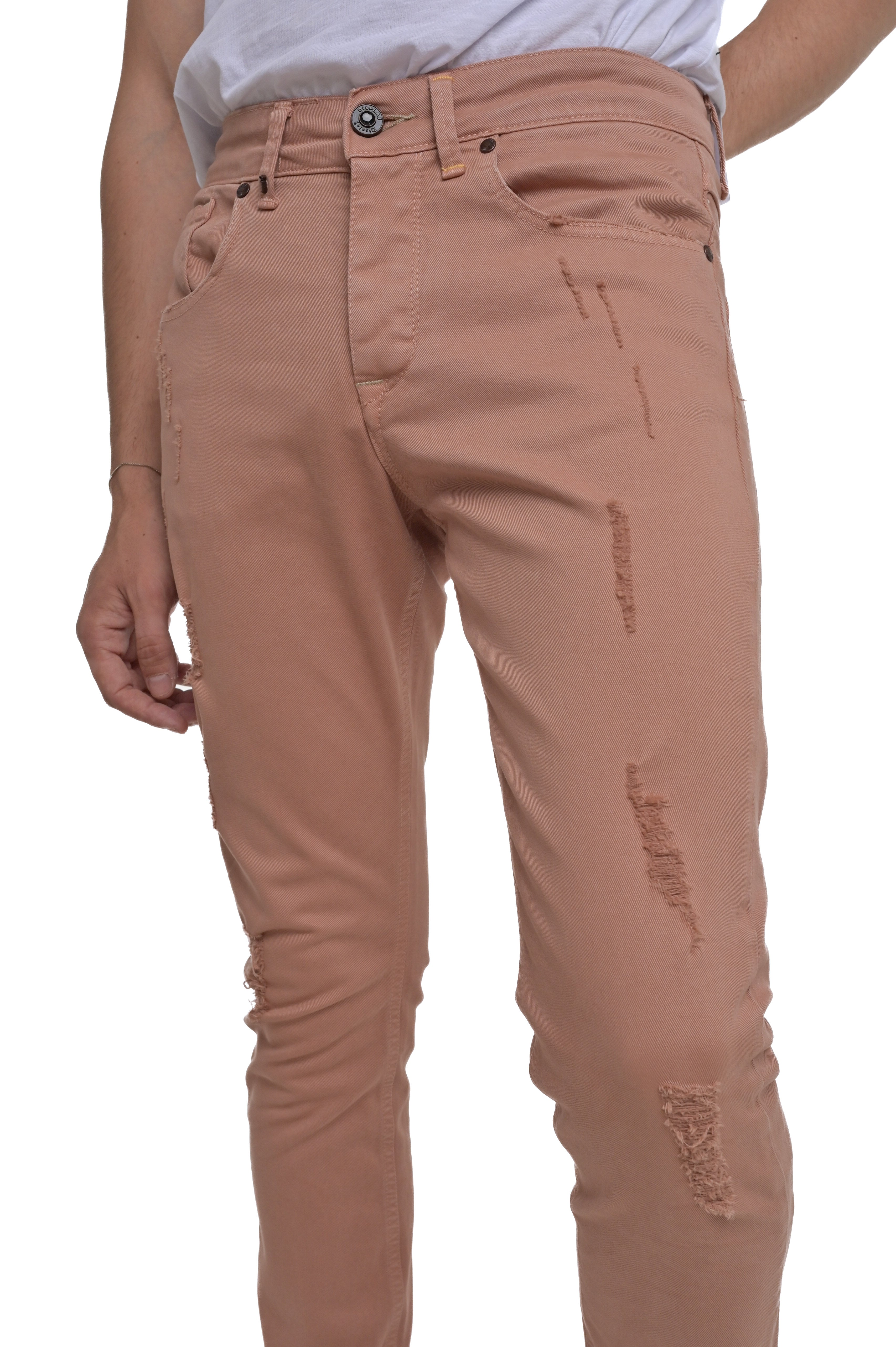 Pantaloni in cotone slim New London PE 2590 rosa SS25