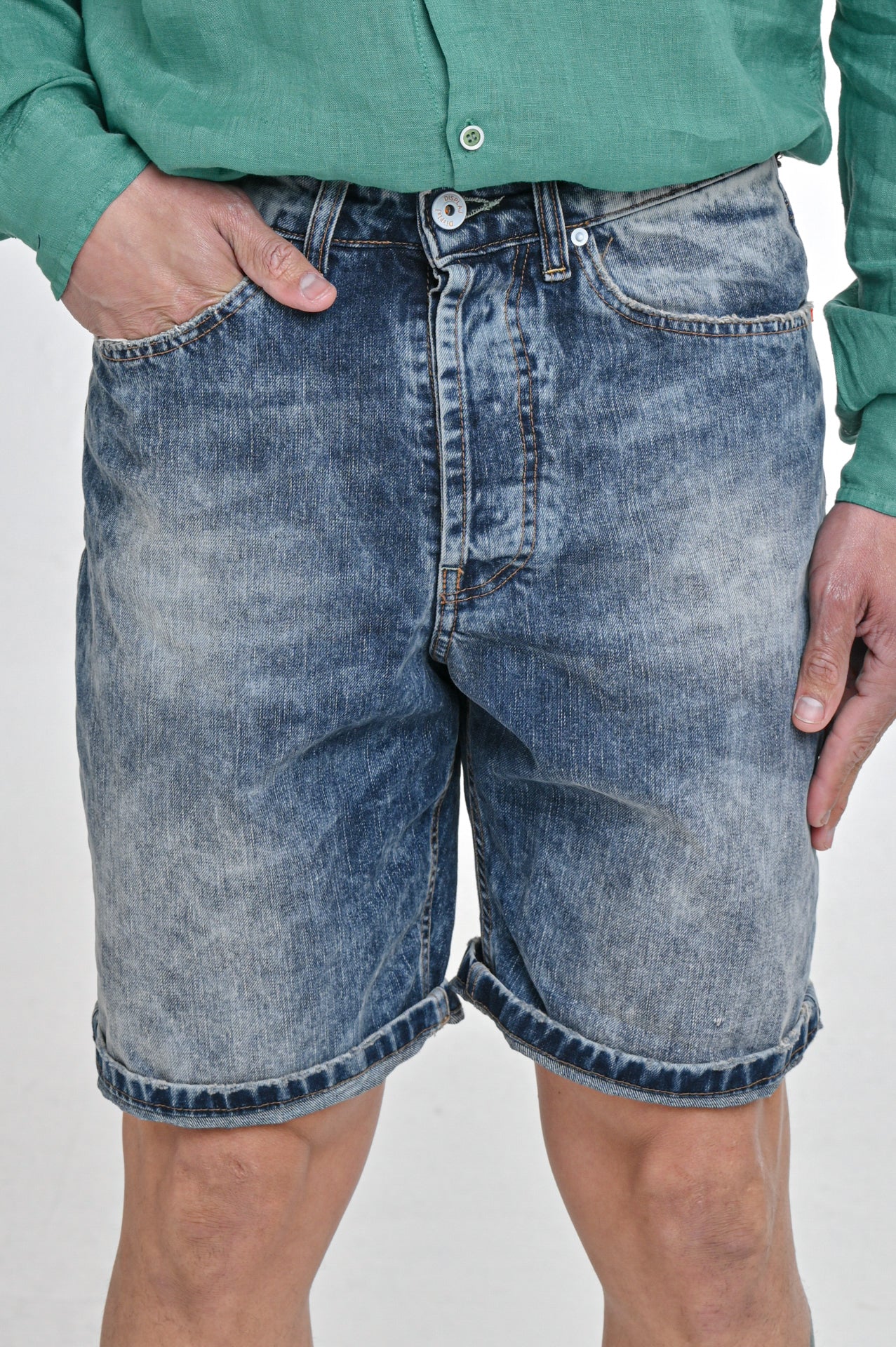 Bermuda in denim loose Frutta Marmorizzato SS24