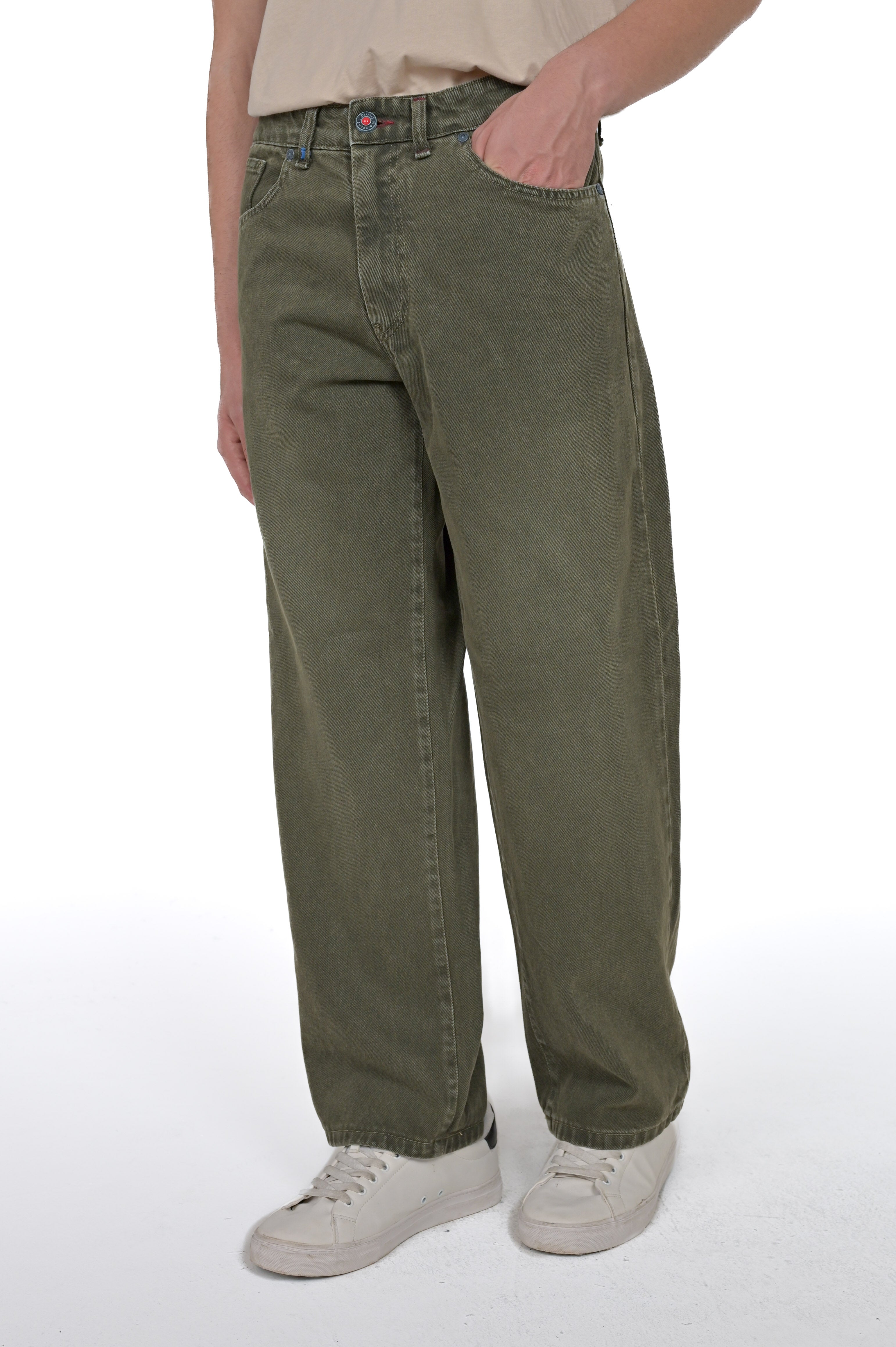 Pantaloni in cotone loose Dick verde FW24/25