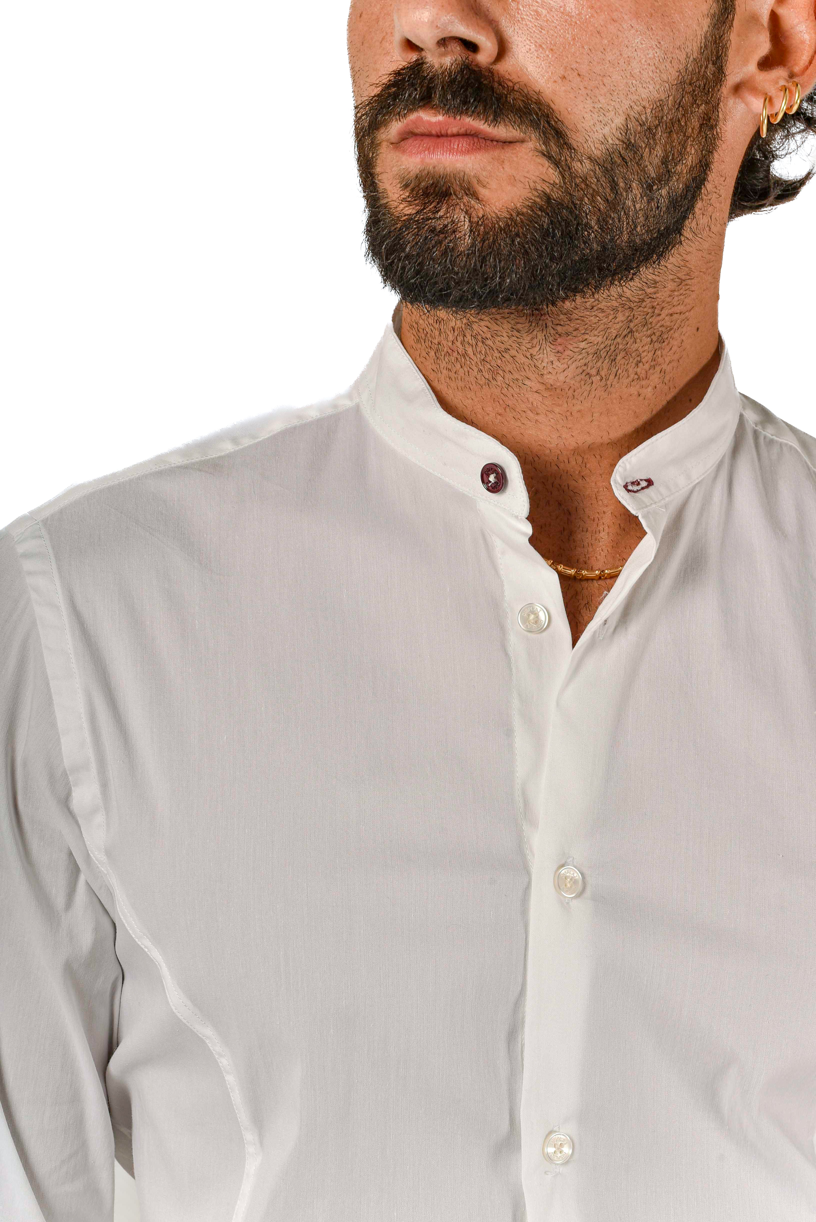 Slim Korean Collar Shirt White Track