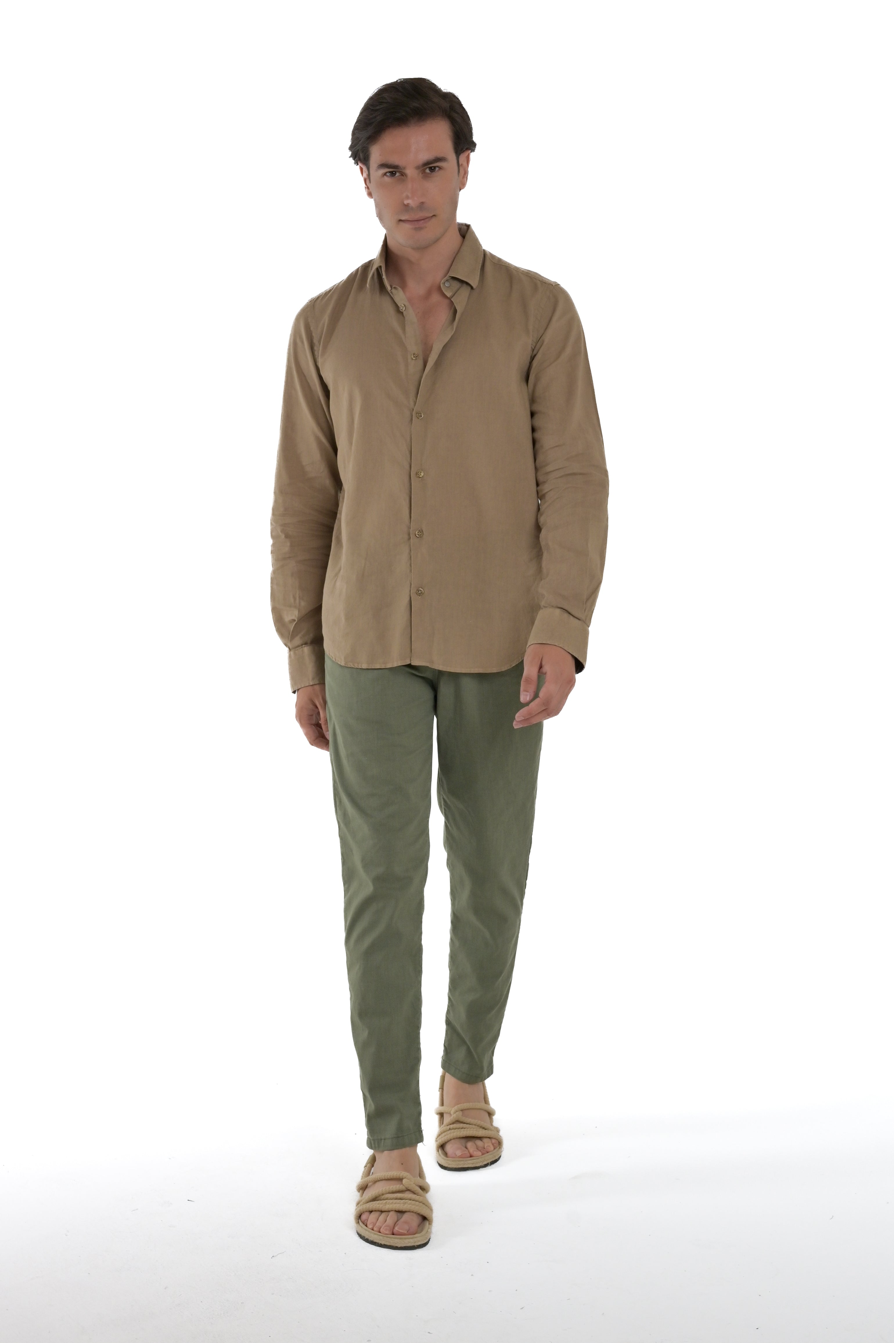 Pantaloni in cotone regular Different Open verde SS25