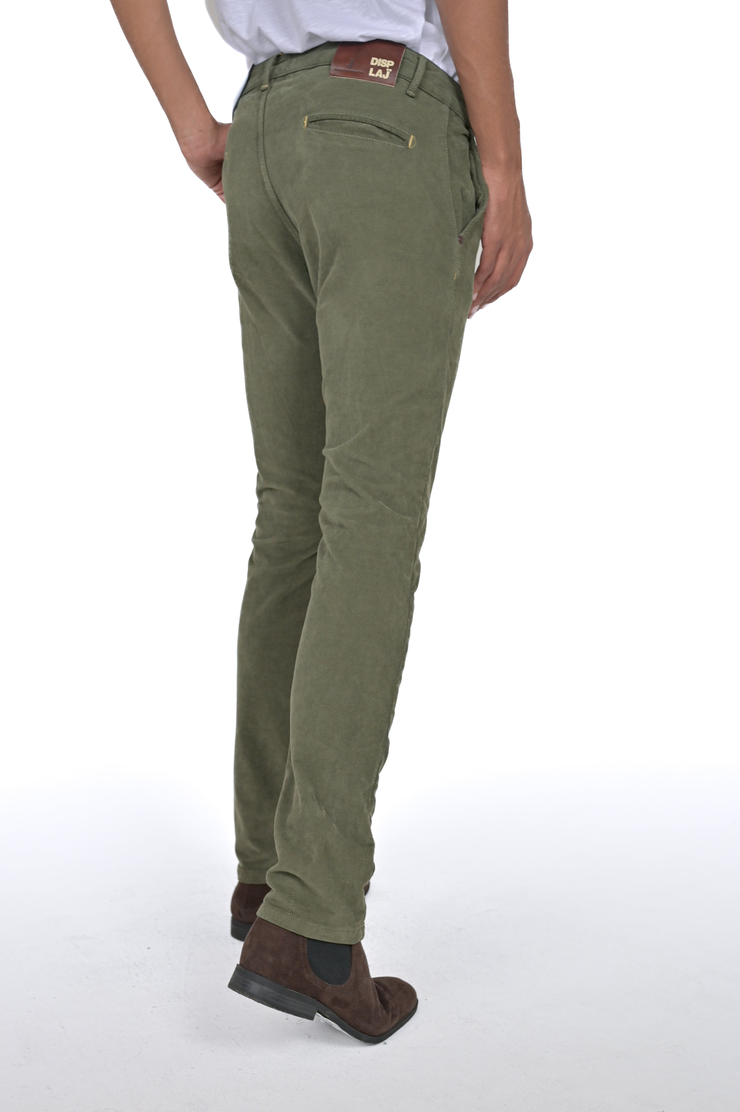 Kinos Terra Green Slim Velvet Trousers FW24/25