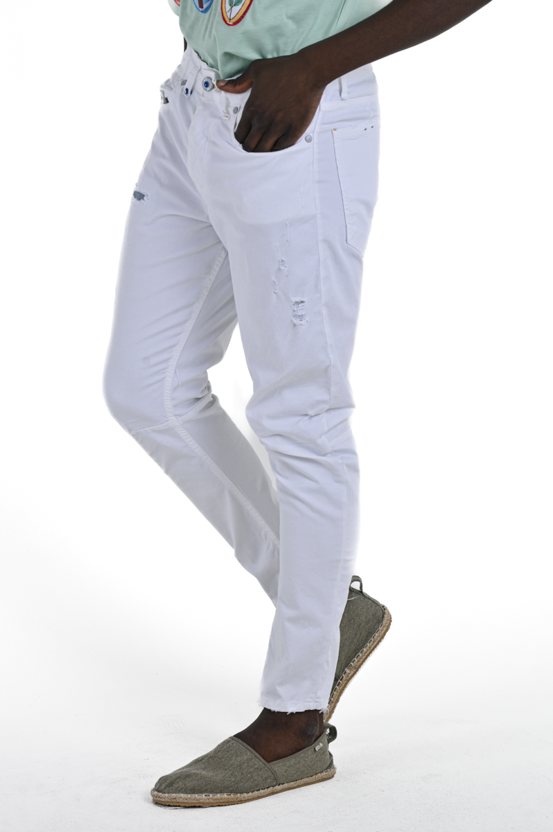 Kron AM3 White Tapered Cotton Pants SS24