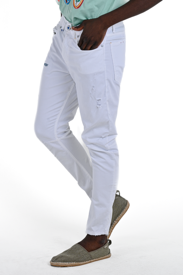Pantaloni in cotone tapered Kron AM3 Bianco SS24