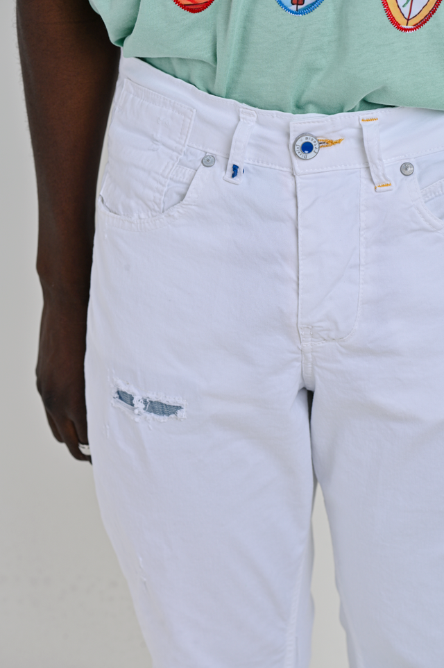Pantaloni in cotone tapered Kron AM3 Bianco SS24